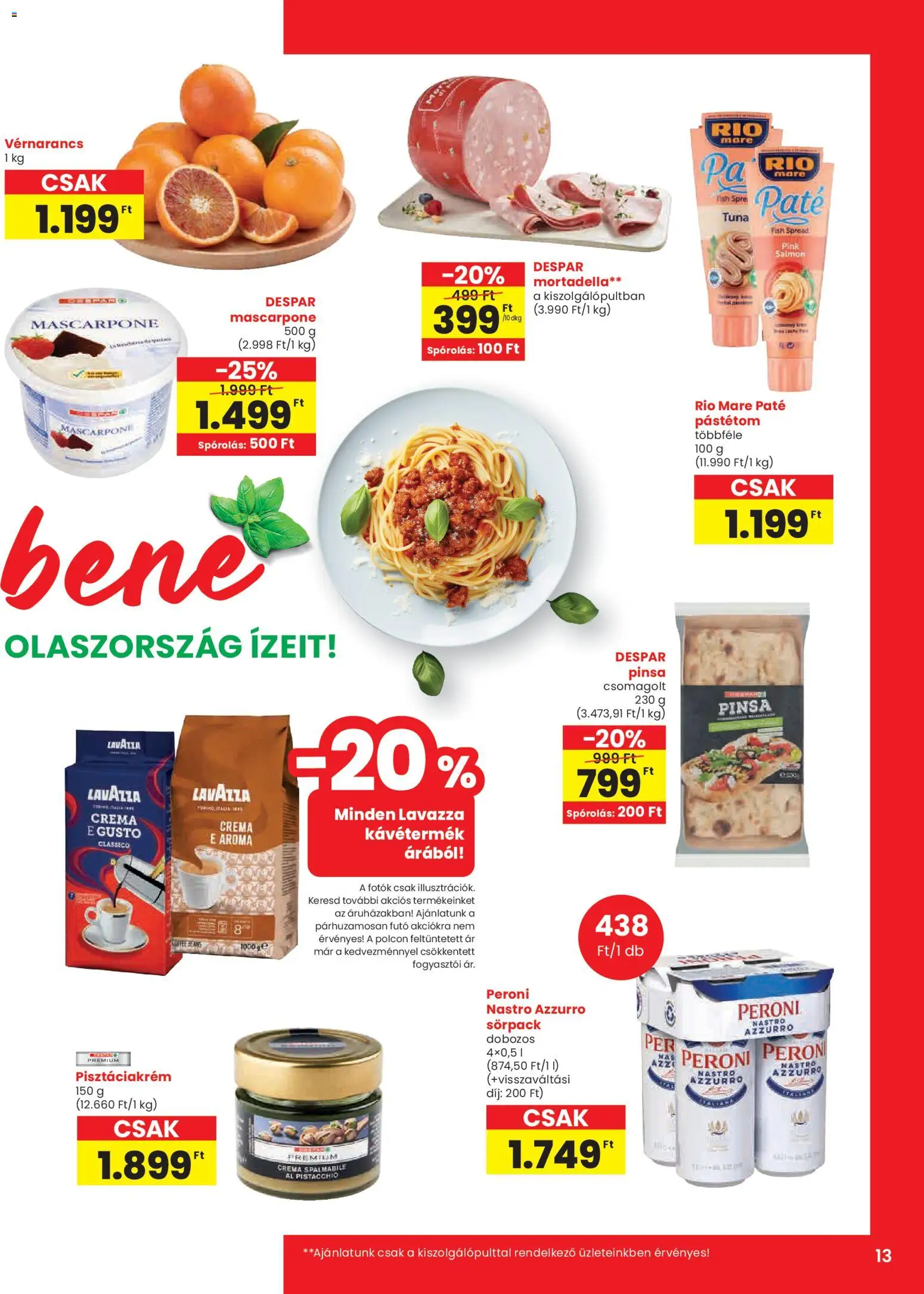 Spar akciós ujság - amely érvényes a következő dátumtól: 26.02.2026 | Oldal: 13 | Termékek: Mascarpone, Pástétom, Mortadella