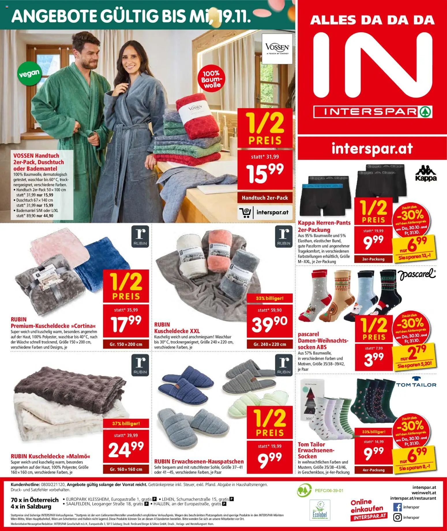 Interspar Flugblatt - Salzburg gültig ab 30.10.2025 | Seite: 16 | Produkte: Socken, Bademantel