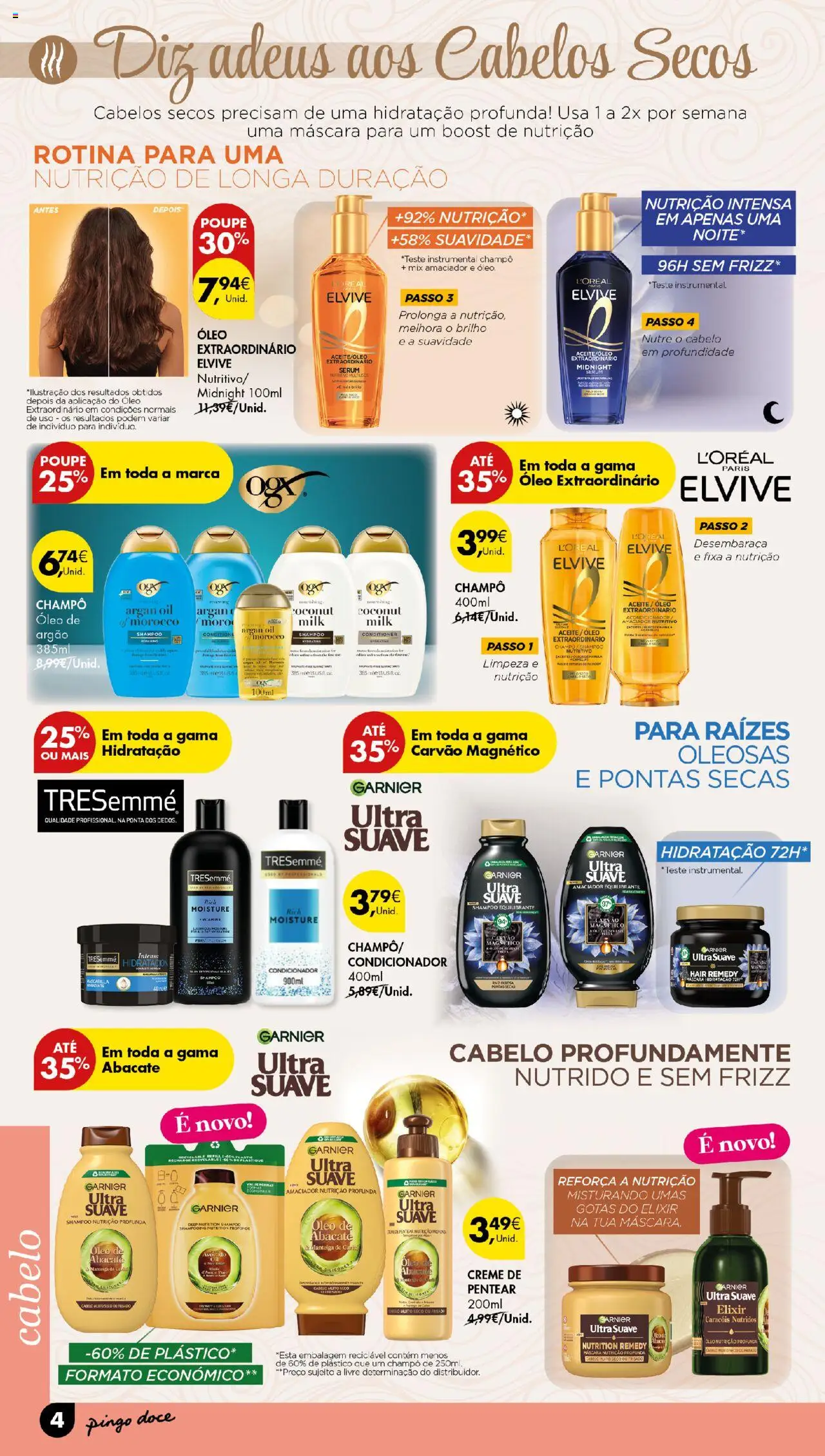 Pingo Doce Beleza │ válido de 19.08.2025 | Página: 4 | Produtos: Shampoo, Condicionador, Sérum, Manteiga
