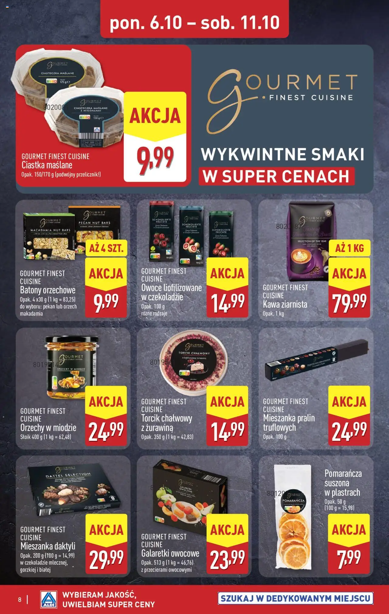 Aldi Gazetka - Okazje na weekend od 09.10.2025 | Strona: 8 | Produkty: Galaretki, Kawa ziarnista, Żurawina, Kawa