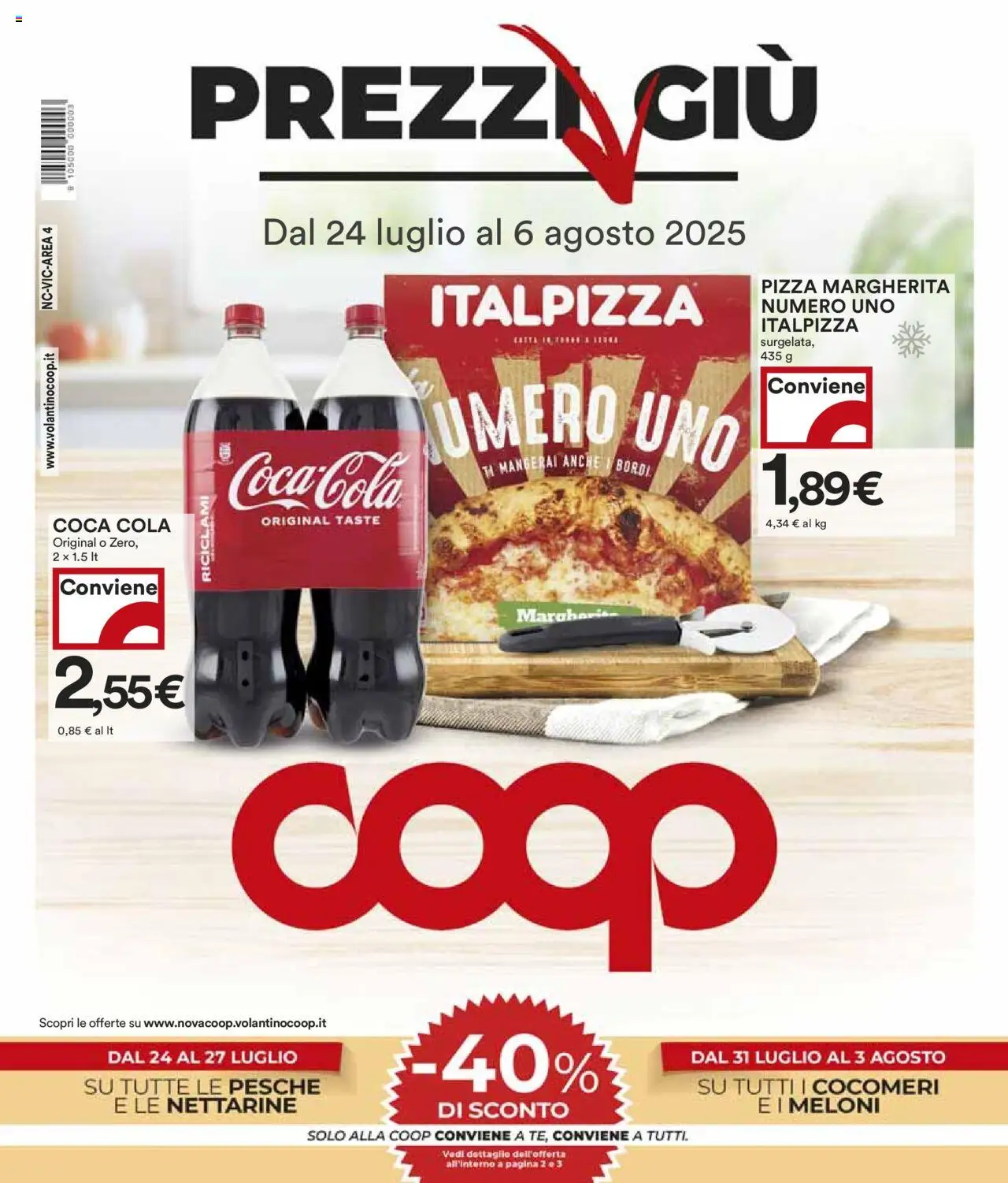 Volantino COOP del 24.07.2025 | Pagina: 1 | Prodotti: Pizza, Coca Cola