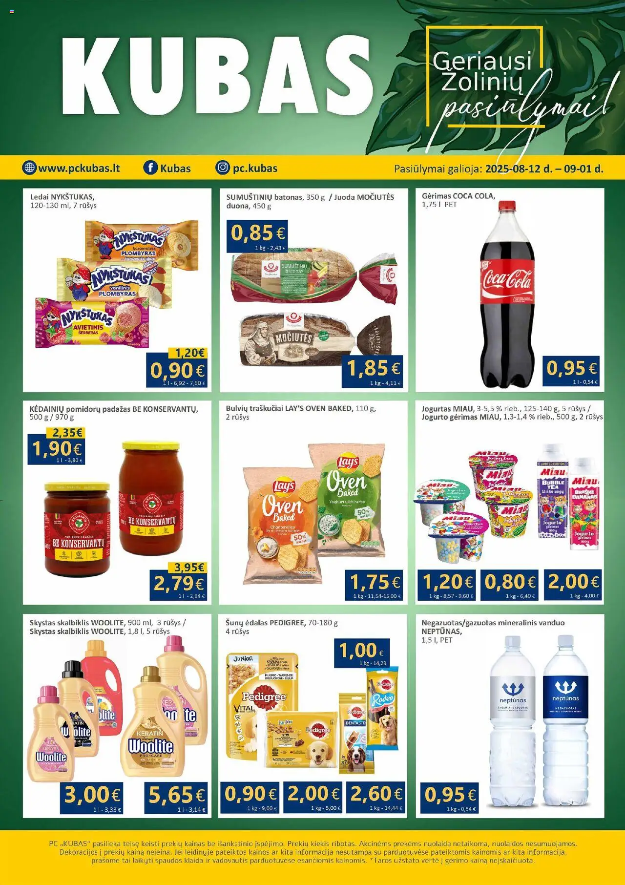 Kubas leidinys│galioja nuo 12.08.2025 | Puslapis: 1 | Prekių: Ledai, Jogurto gėrimas, Plombyras, Mineralinis vanduo
