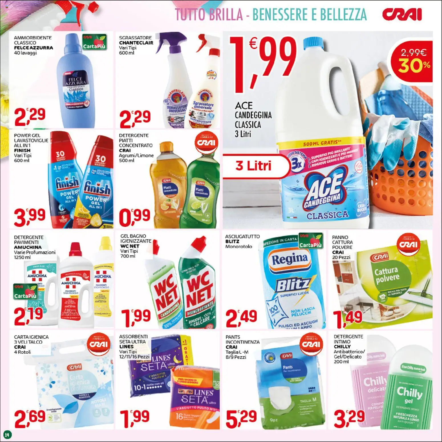 Volantino CRAI del 16.04.2026 | Pagina: 14 | Prodotti: Carta igienica, Detergente intimo, Talco, Lavastoviglie