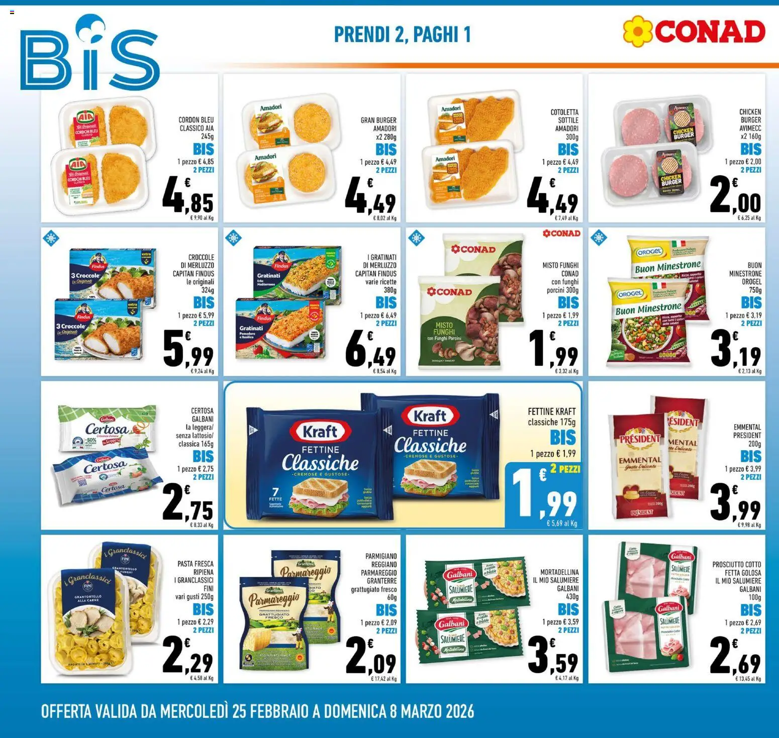 Volantino Conad del 25.02.2026 | Pagina: 2 | Prodotti: Prosciutto Cotto, Merluzzo, Pomodoro, Emmental