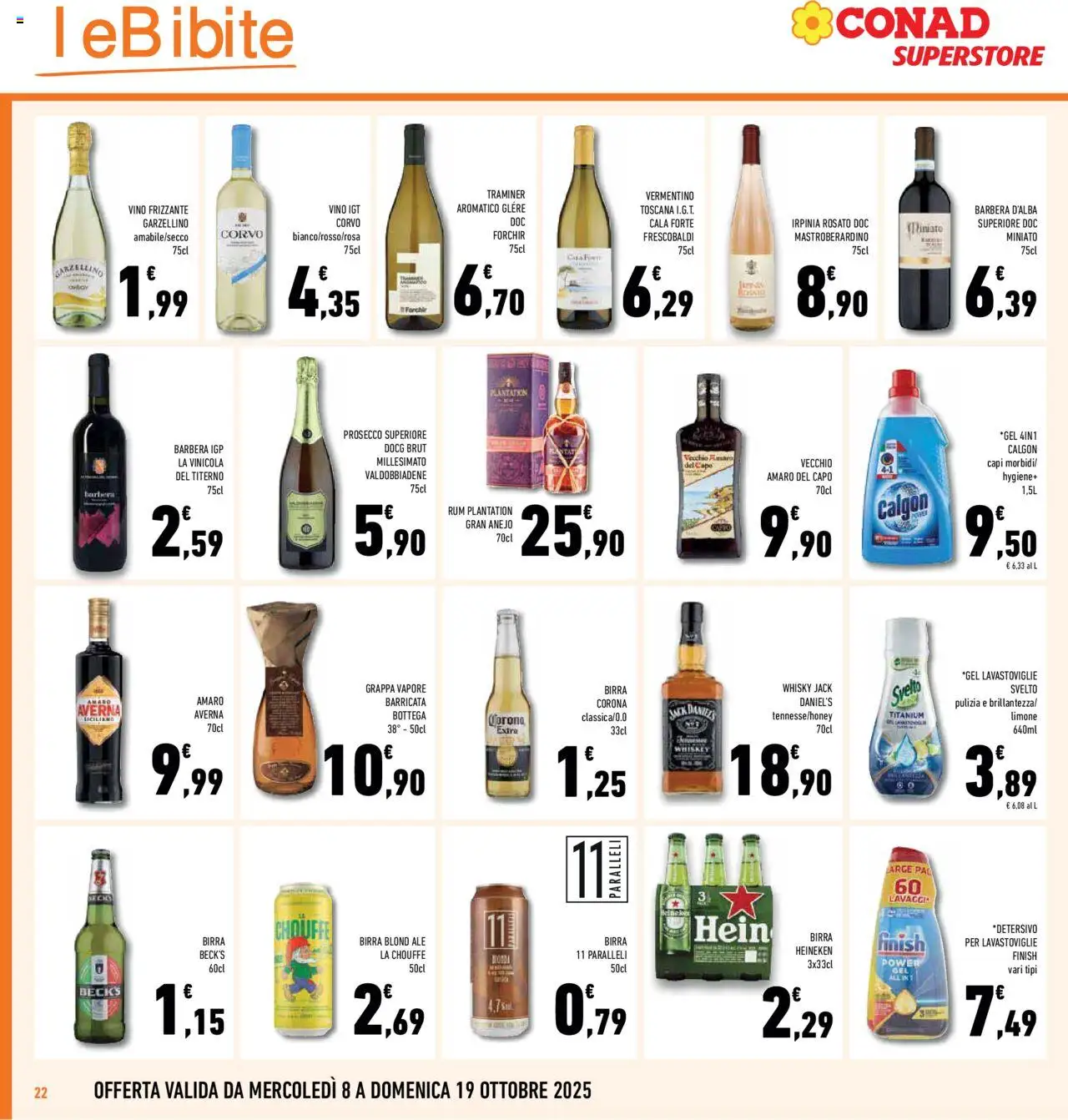 Volantino Conad del 08.10.2025 | Pagina: 22 | Prodotti: Birra, Whisky, Vino, Amaro