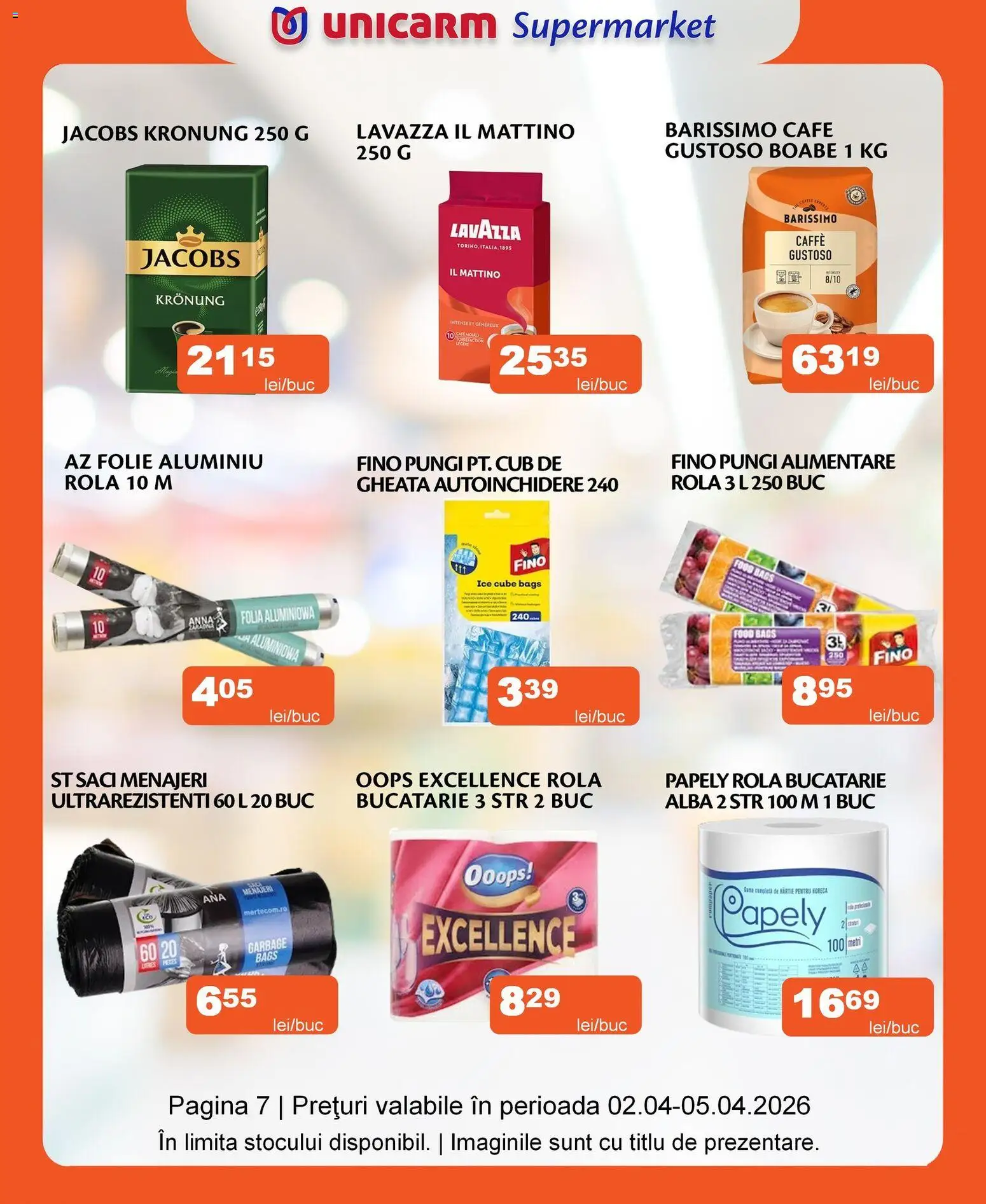 Noul catalog Unicarm – valabil de la 02.04.2026 | Pagină: 7 | Produse: Saci menajeri, Bucătărie, Köpek çiti