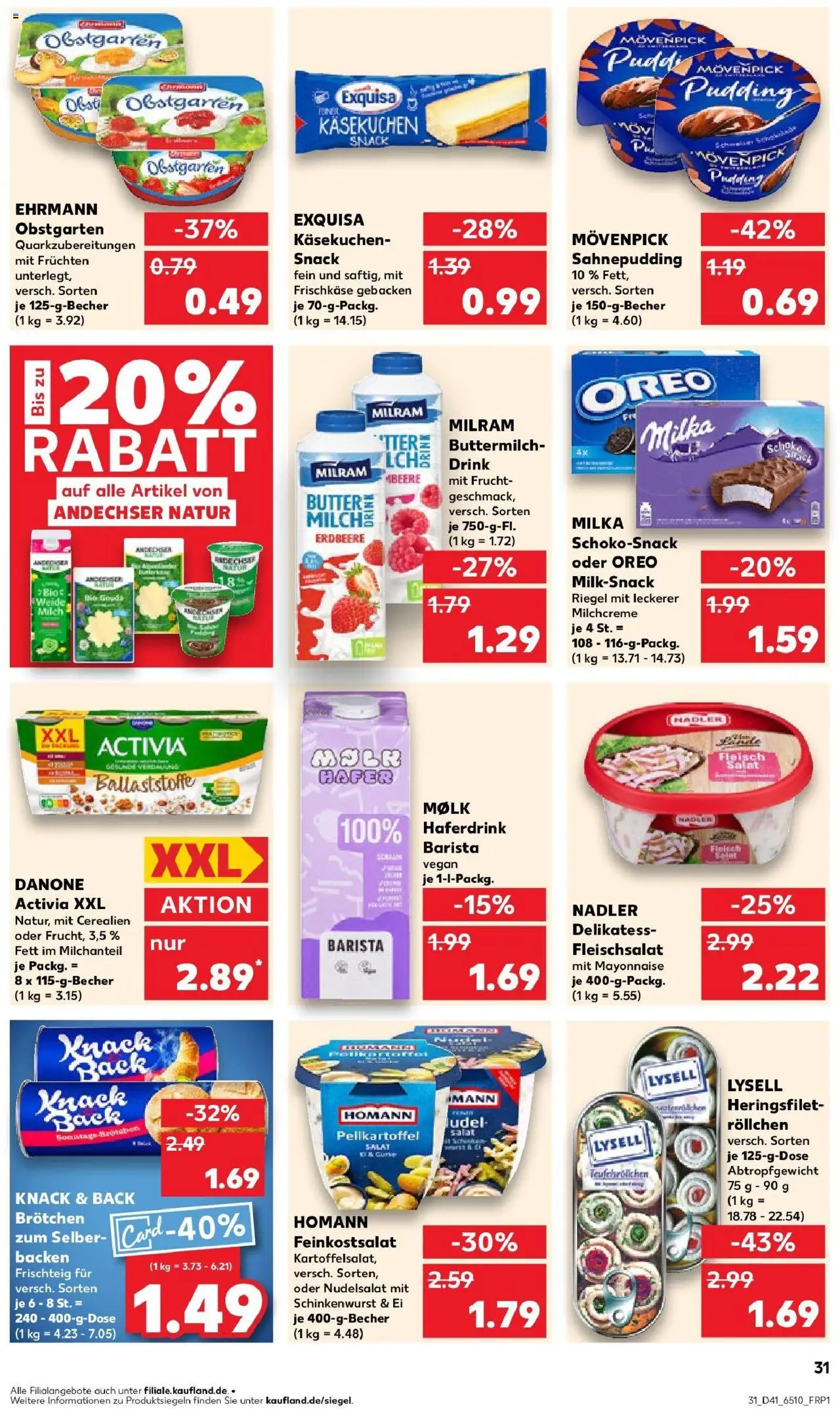 Kaufland prospekt Emmerich Am Rhein	 – gültig ab 09.10.2025 | Seite: 31 | Produkte: Danone activia, Pudding, Milram, Frischkase