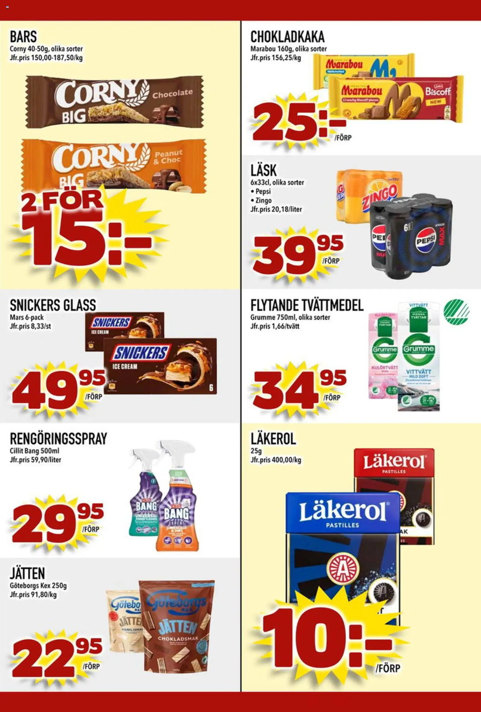 Din Mat reklamblad aktuell från 13.04.2026 | Sida: 7 | Produkter: Zingo, Pepsi, Cillit bang, Glass