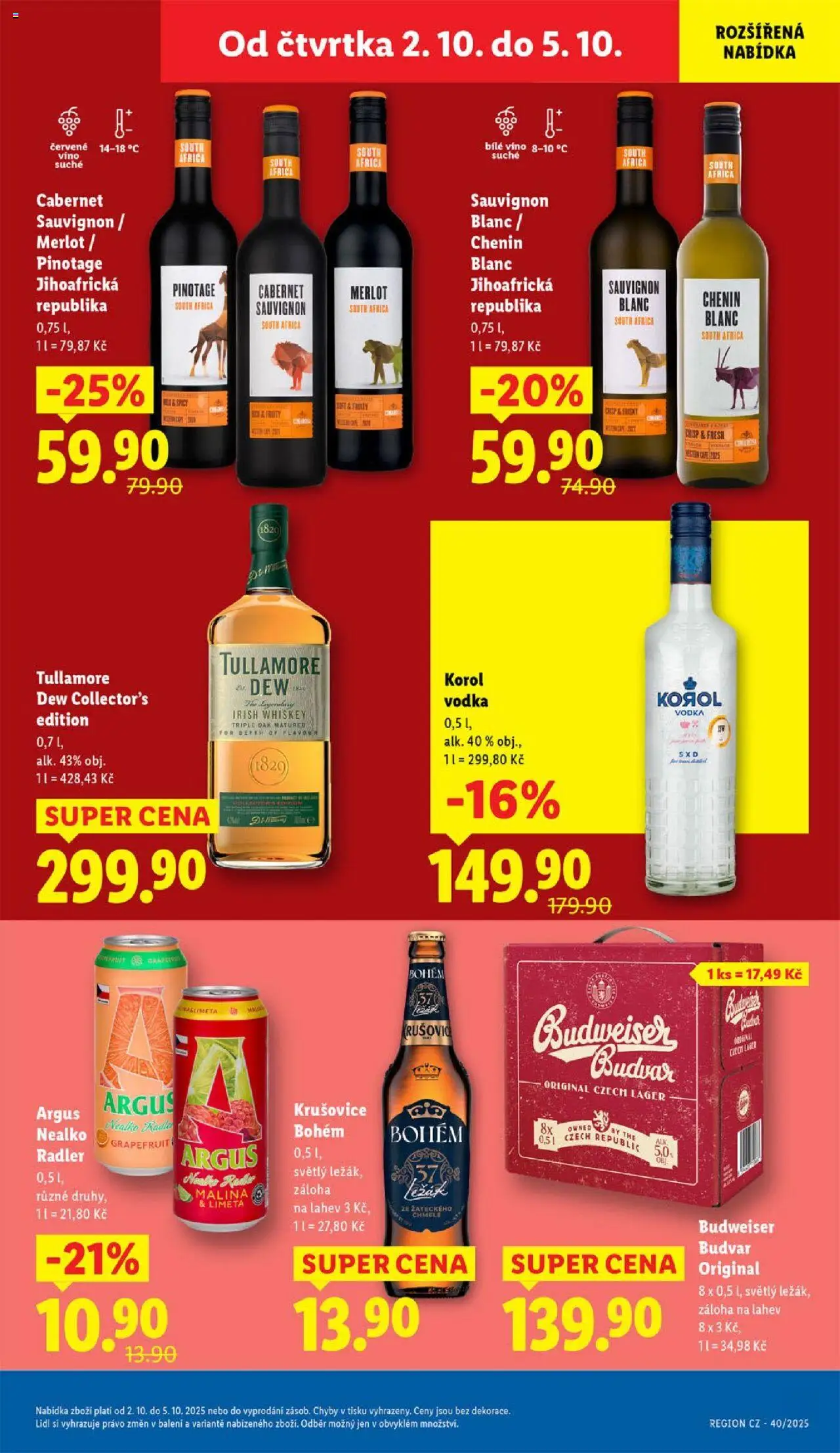 Lidl leták od 02.10.2025 | Strana: 21 | Produkty: Bílé víno, Whiskey, Merlot, Cabernet Sauvignon