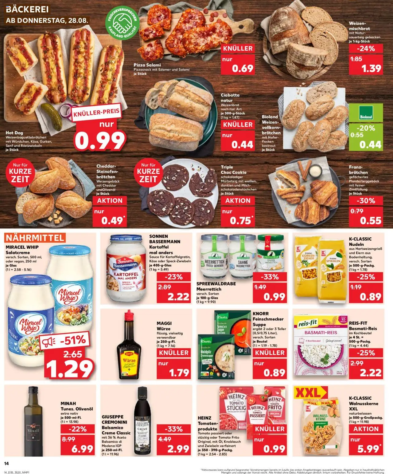 Kaufland prospekt Frankfurt (Oder)	 - gültig ab dem 28.08.2025 | Seite: 14 | Produkte: Basmatireis, Edamer, Zwiebeln, Pizza