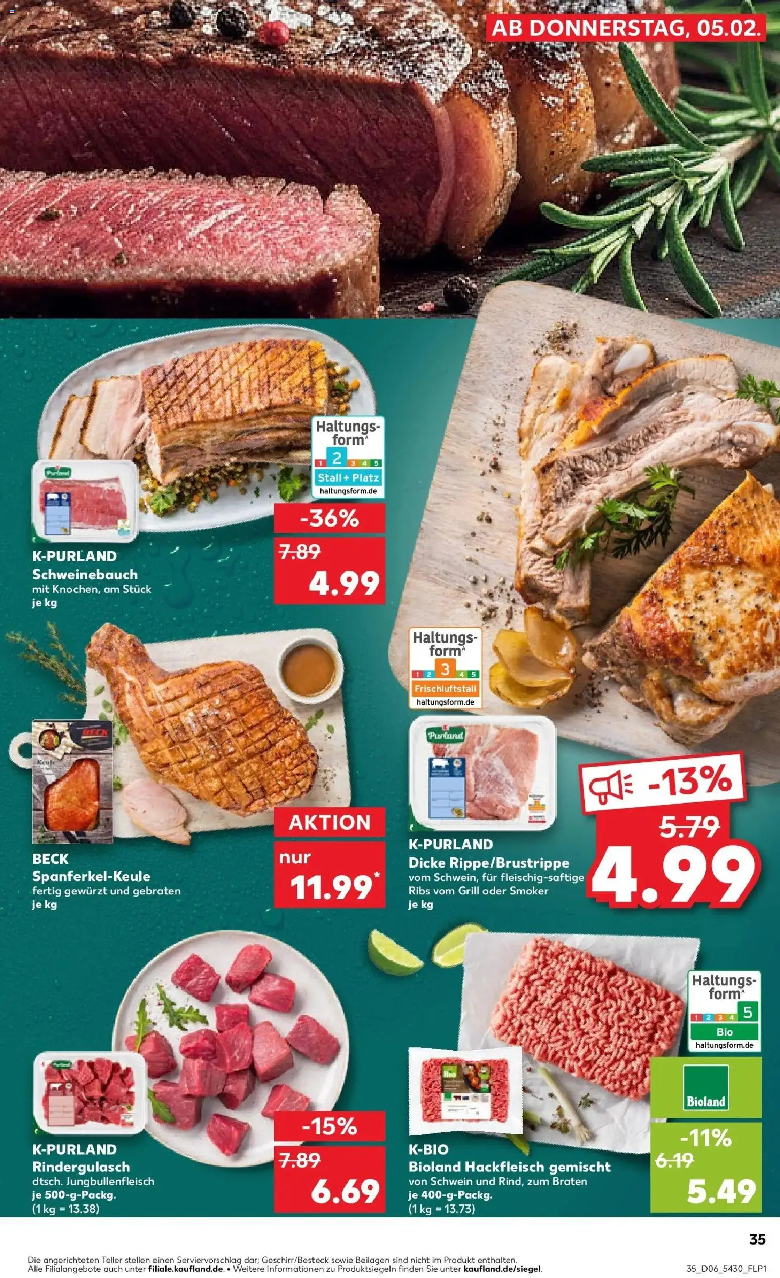 Kaufland prospekt Bretten	 – gültig ab 09.02.2026 | Seite: 35 | Produkte: Grill, Rindergulasch, Schweinebauch, Hackfleisch