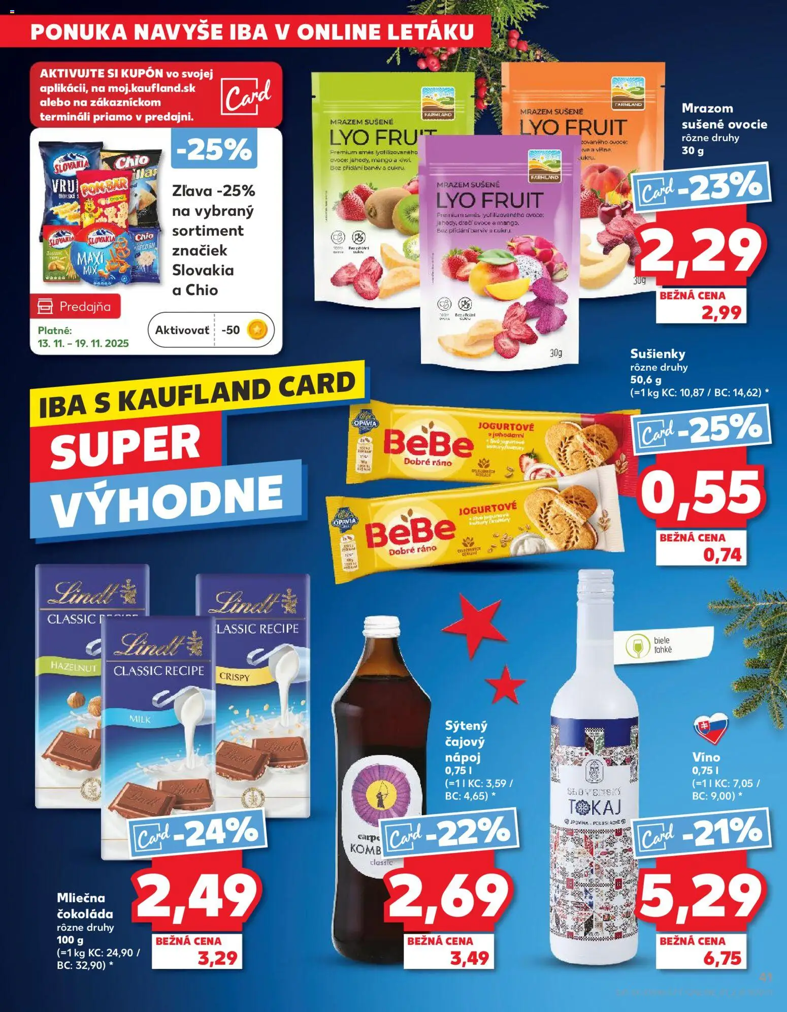 Nové Kaufland akcie – leták je platný od 13.11.2025 | Strana: 41 | Produkty: Víno, Lindt, Čokoláda, Mango