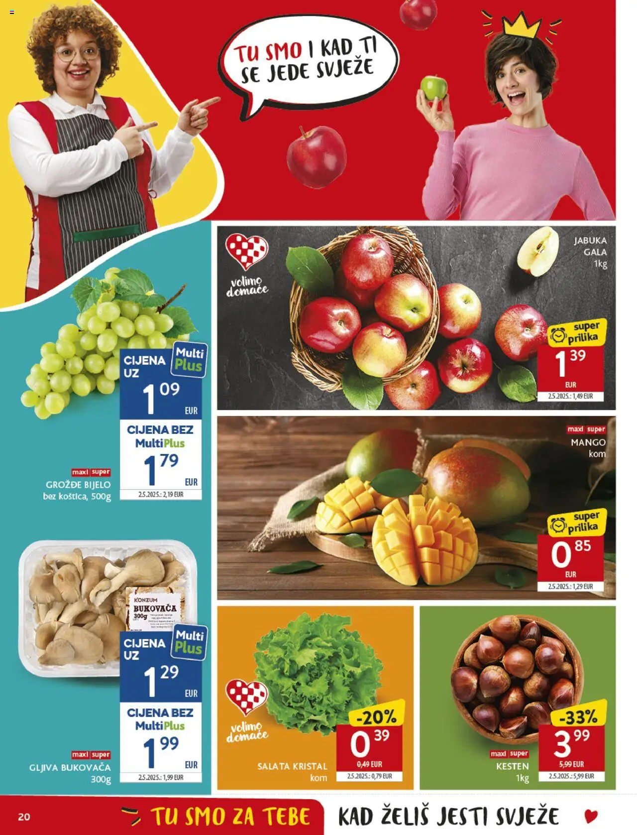 Konzum katalog | vrijedi od 01.10.2025 | Stranica: 20 | Proizvodi: Kesten, Salata, Grožđe, Jabuka