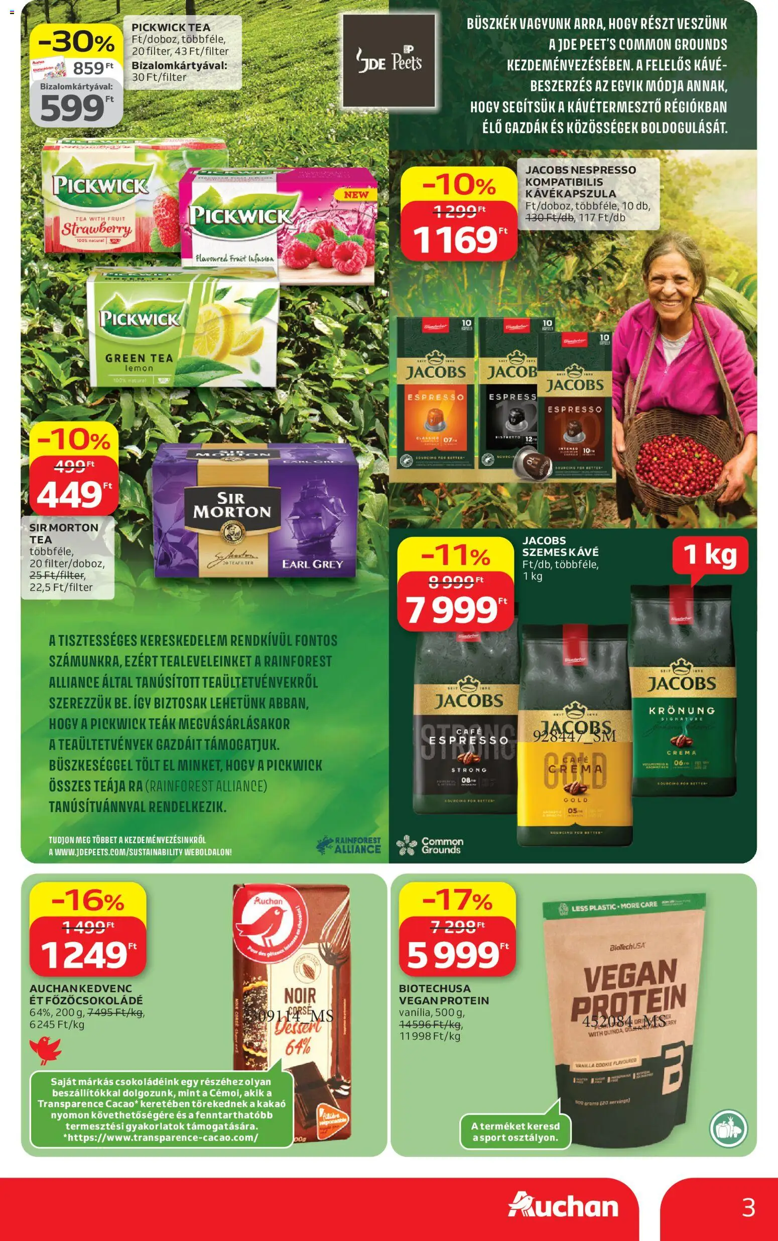 Auchan akciós ujság - amely érvényes a következő dátumtól: 23.04.2026 | Oldal: 3 | Termékek: Protein, Kávé, Szemes kávé, Vegán