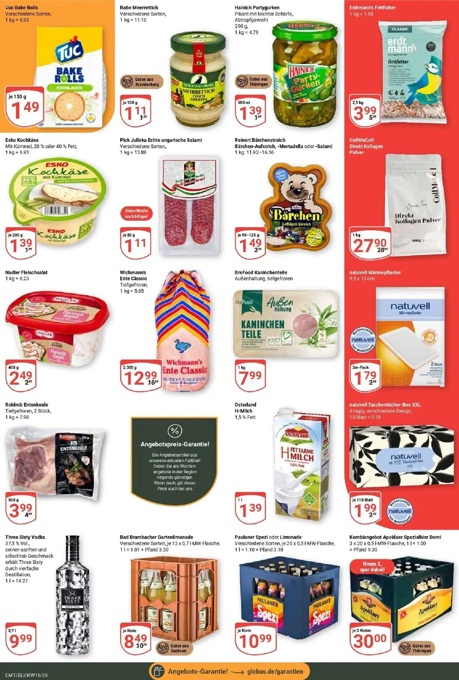 Globus prospekt Erfurt-Linderbach	 – gültig ab 09.03.2026 | Seite: 3 | Produkte: Salami, Fleisch, Ente, Paulaner