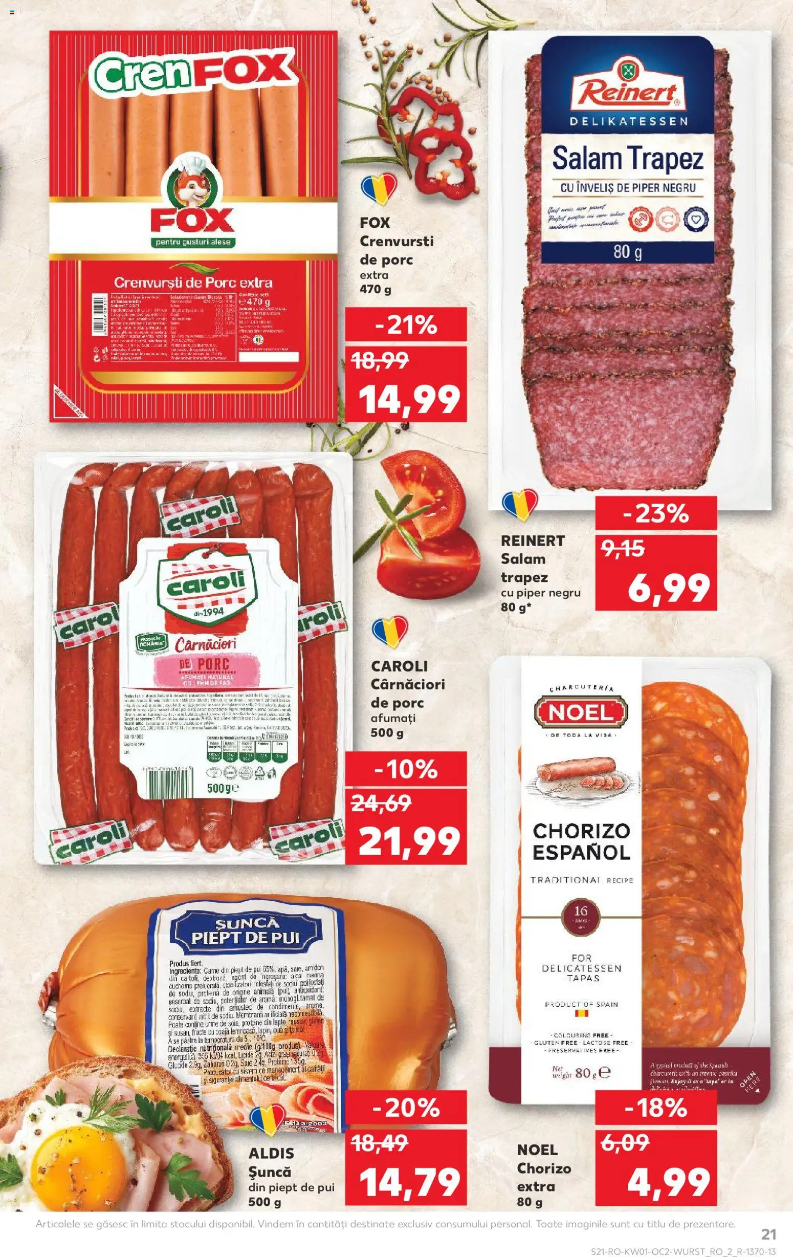Noul catalog Kaufland – valabil de la 31.12.2025 | Pagină: 21 | Produse: Masaüstü kılıfı, Salam, Șuncă, Piper