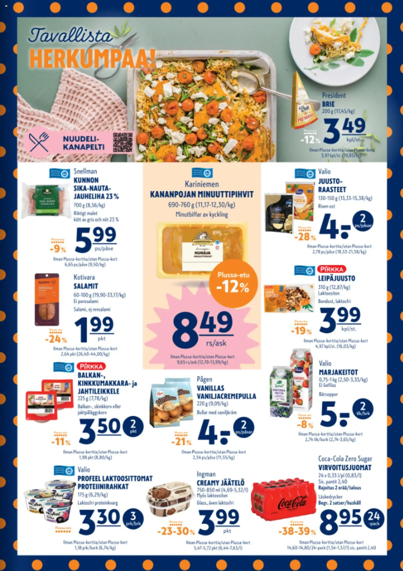 K-Supermarket tarjoukset – voimassa 26.03.2026 alkaen | Sivu: 3 | Tuotteet: Jauheliha, Coca cola, Juusto, Leipä