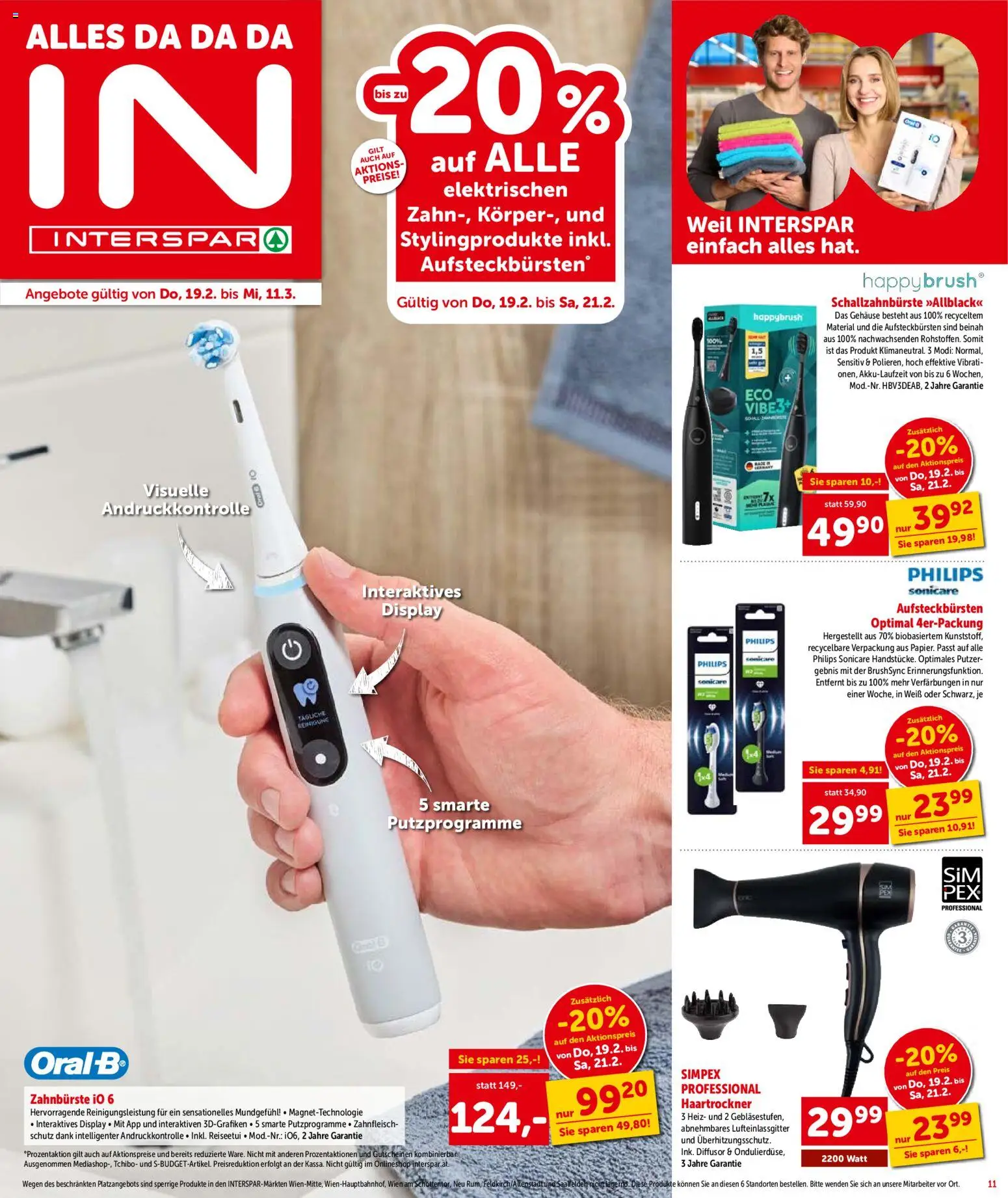 Interspar Flugblatt - Niederösterreich gültig ab 19.02.2026 | Seite: 11 | Produkte: Haartrockner, Zahnbürste