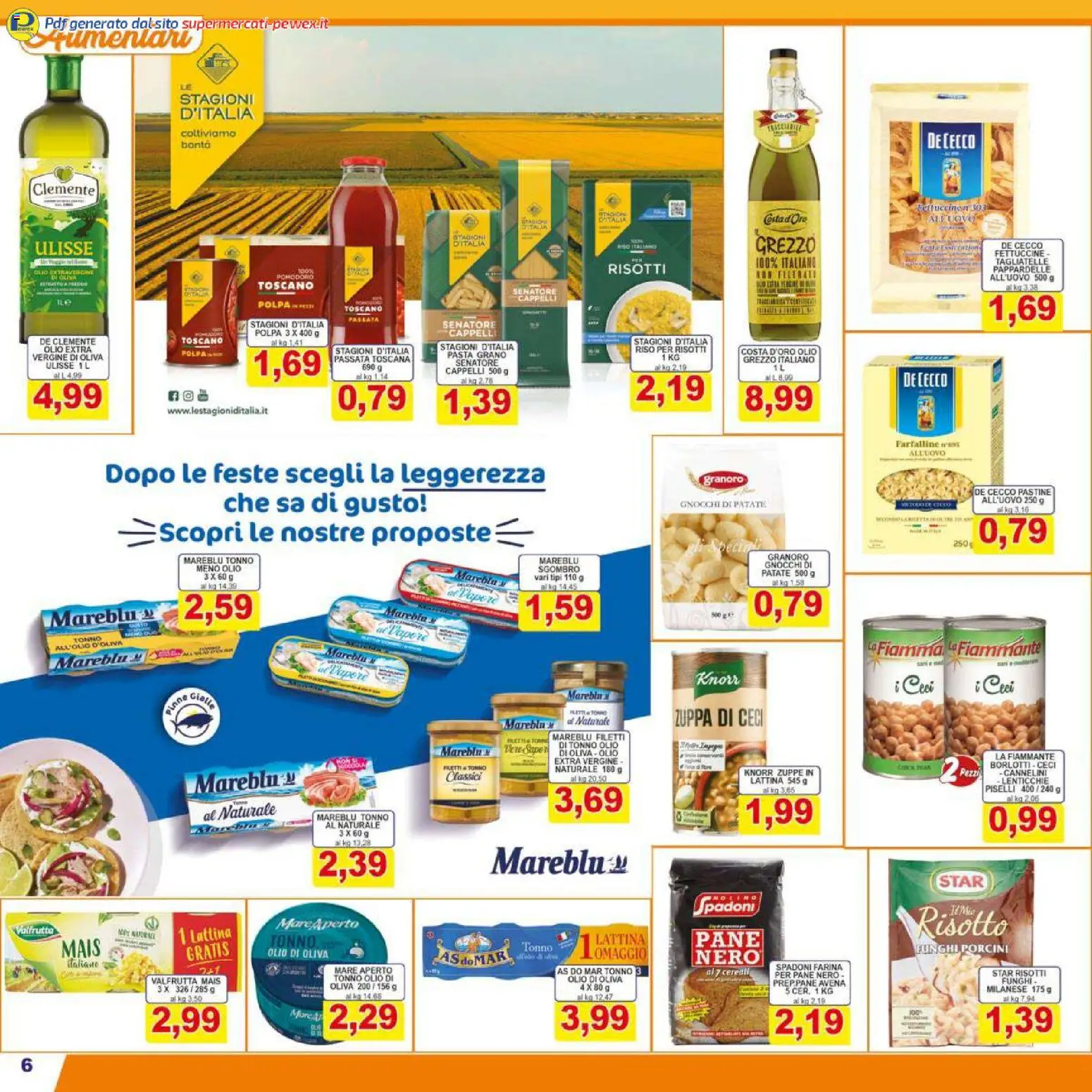 Volantino Pewex del 07.01.2026 | Pagina: 6 | Prodotti: Tagliatelle, Lenticchie, Pomodoro, Mais