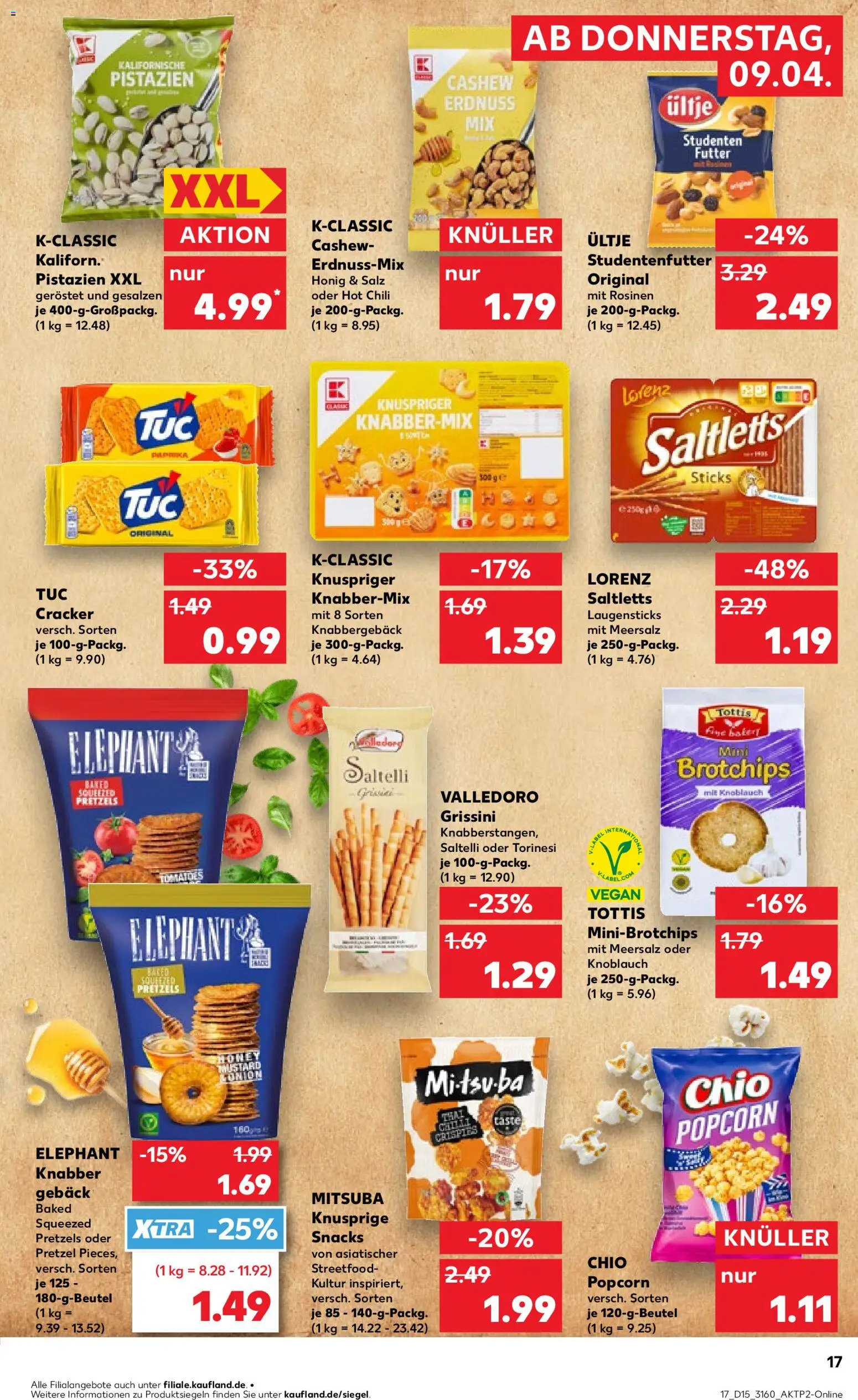 Kaufland Prospekt Frankfurt (Oder)	 – gültig ab 09.04.2026 | Seite: 17 | Produkte: Rosinen, Salz, Knoblauch, Chips