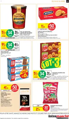 Intermarché - Prévisualisation de TABLETTE EXCELLENCE NOIR 70% CACAO LINDT, 2x100g - soit 200 g - 22,20 € le kg valide à partir de 14.04.2026 | Page: 23