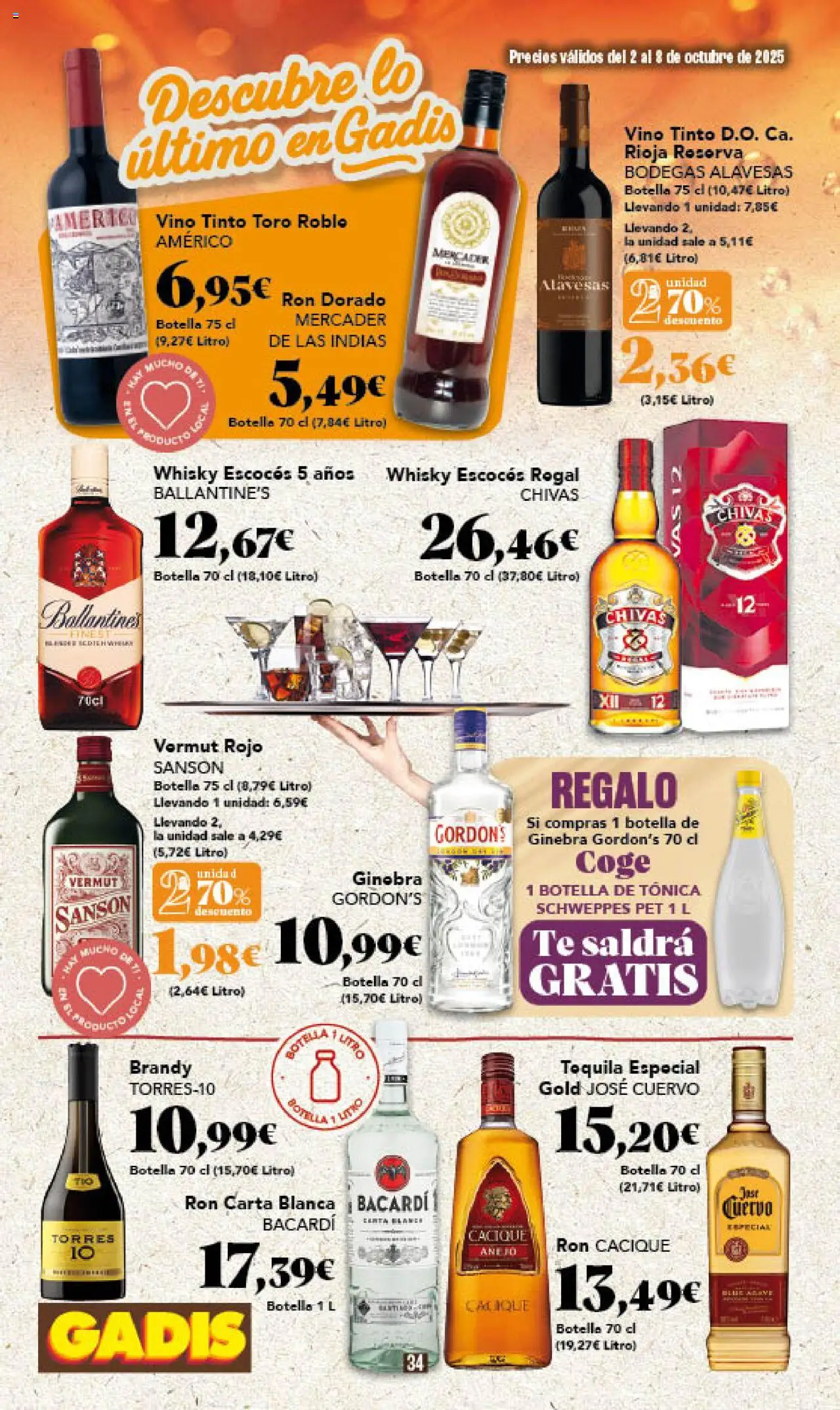 Gadis folleto │ válido desde el 02.10.2025 | Página: 34 | Productos: Ron, Ginebra, Té, Whisky