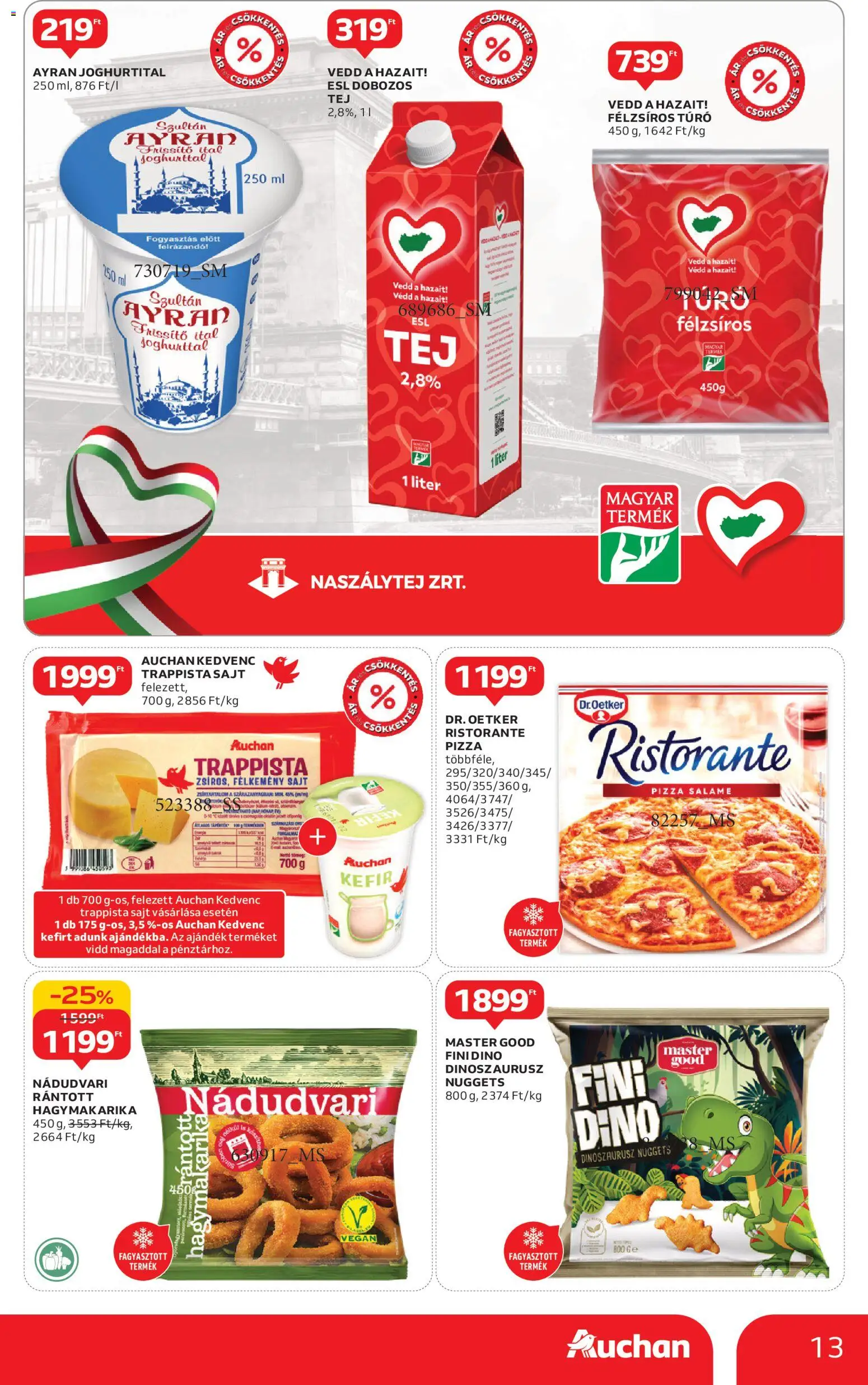 Auchan akciós ujság - amely érvényes a következő dátumtól: 15.01.2026 | Oldal: 13 | Termékek: Kefir, Sajt, Túró, Hagymakarika