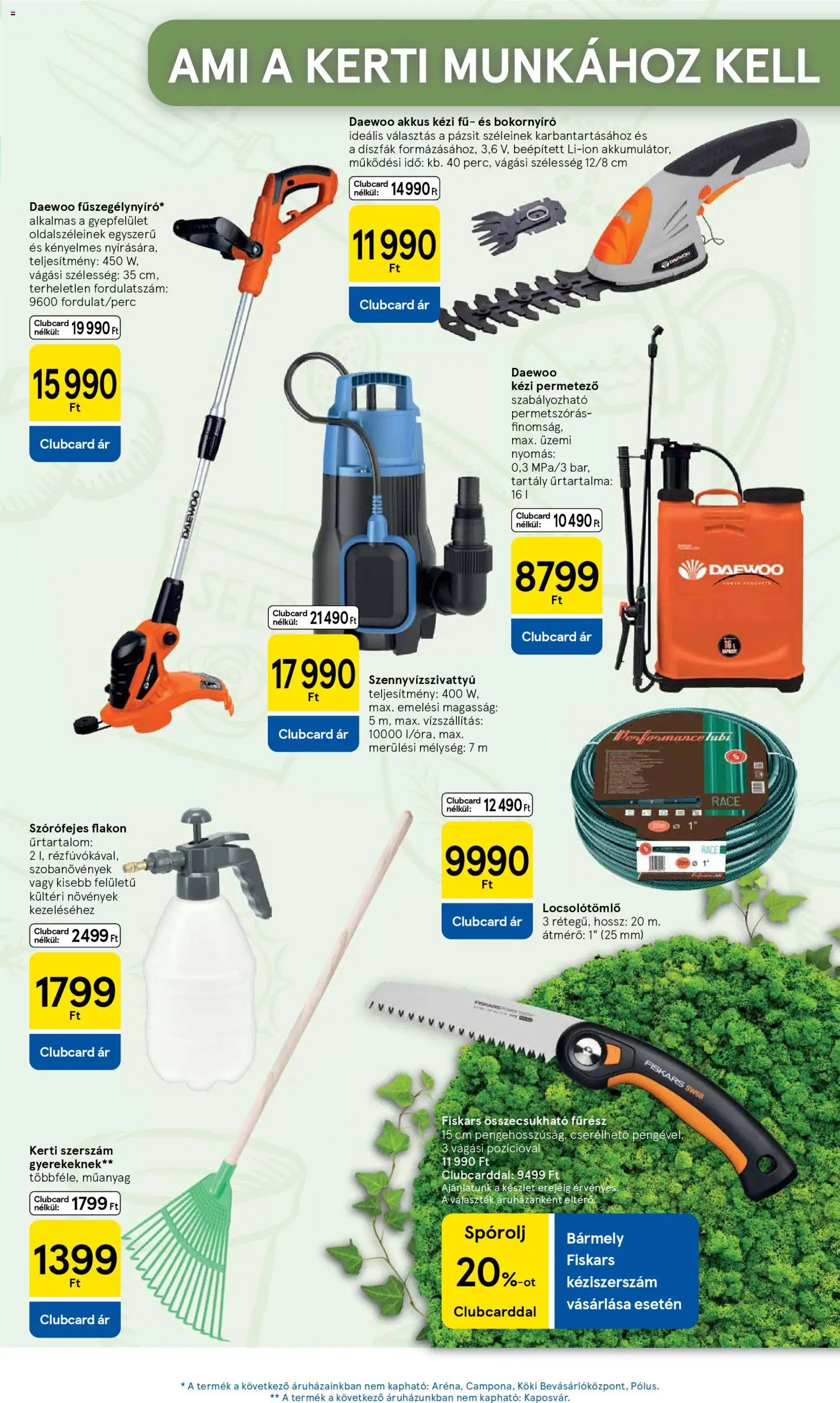 Tesco akciós ujság - amely érvényes a következő dátumtól: 05.03.2026 | Oldal: 33 | Termékek: Permetező, Locsolótömlő, Szennyvízszivattyú, Kézi permetező