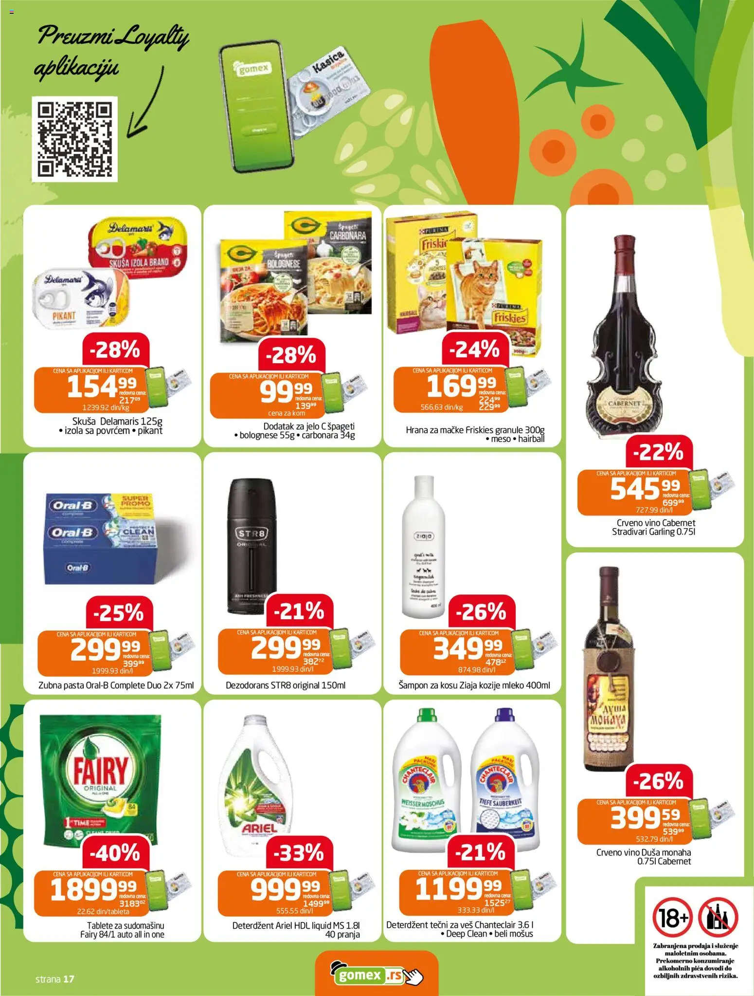 Gomex katalog - važi od 19.11.2025 | Strana: 17 | Proizvode: Hrana za mačke, Špageti, Mleko, Dezodorans