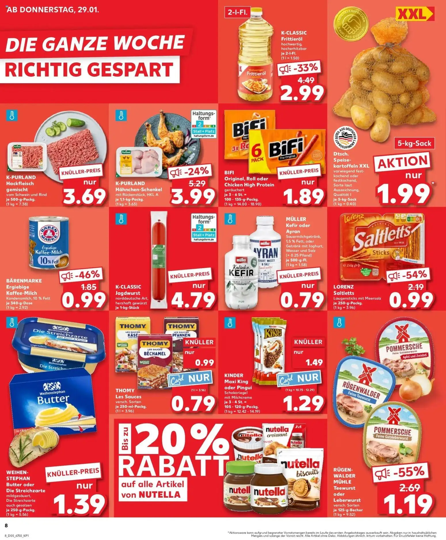 Kaufland prospekt Berlin	 – gültig ab 02.02.2026 | Seite: 8 | Produkte: Hahnchenschenkel, Bifi, Äpfel, Nutella