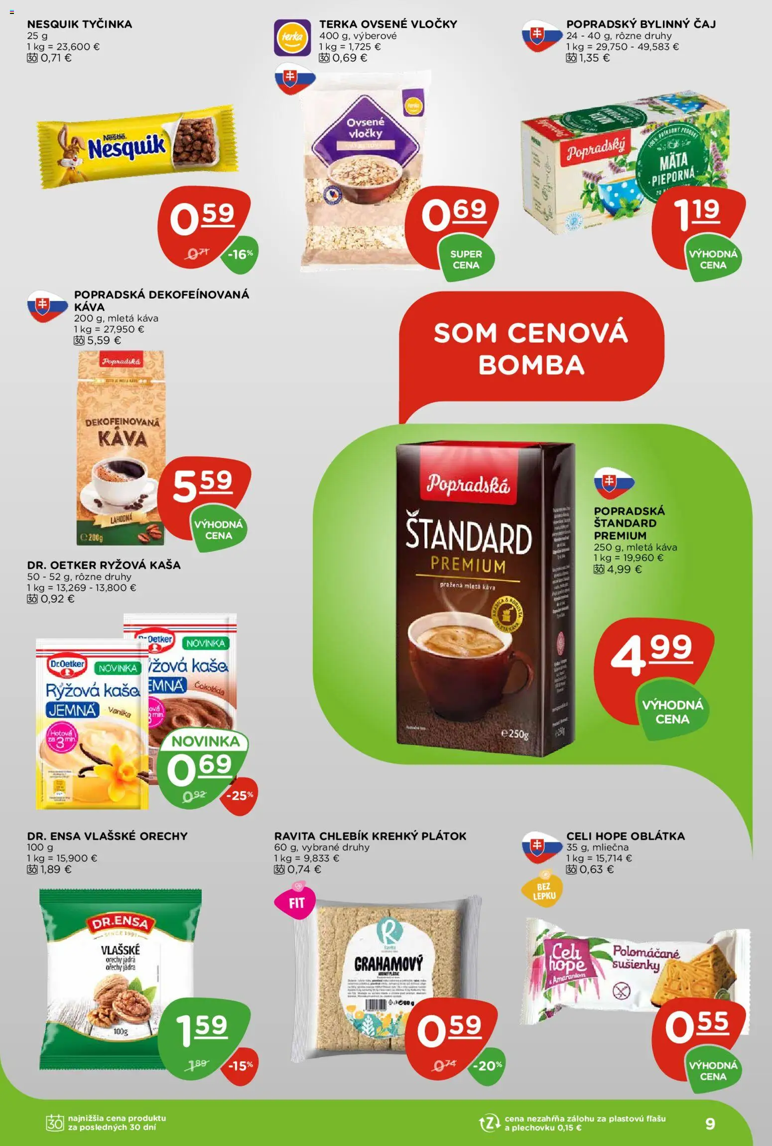 Nové Terno akcie – leták je platný od 23.04.2026 | Strana: 9 | Produkty: Čaj, Čokoláda, Orechy, Vločky