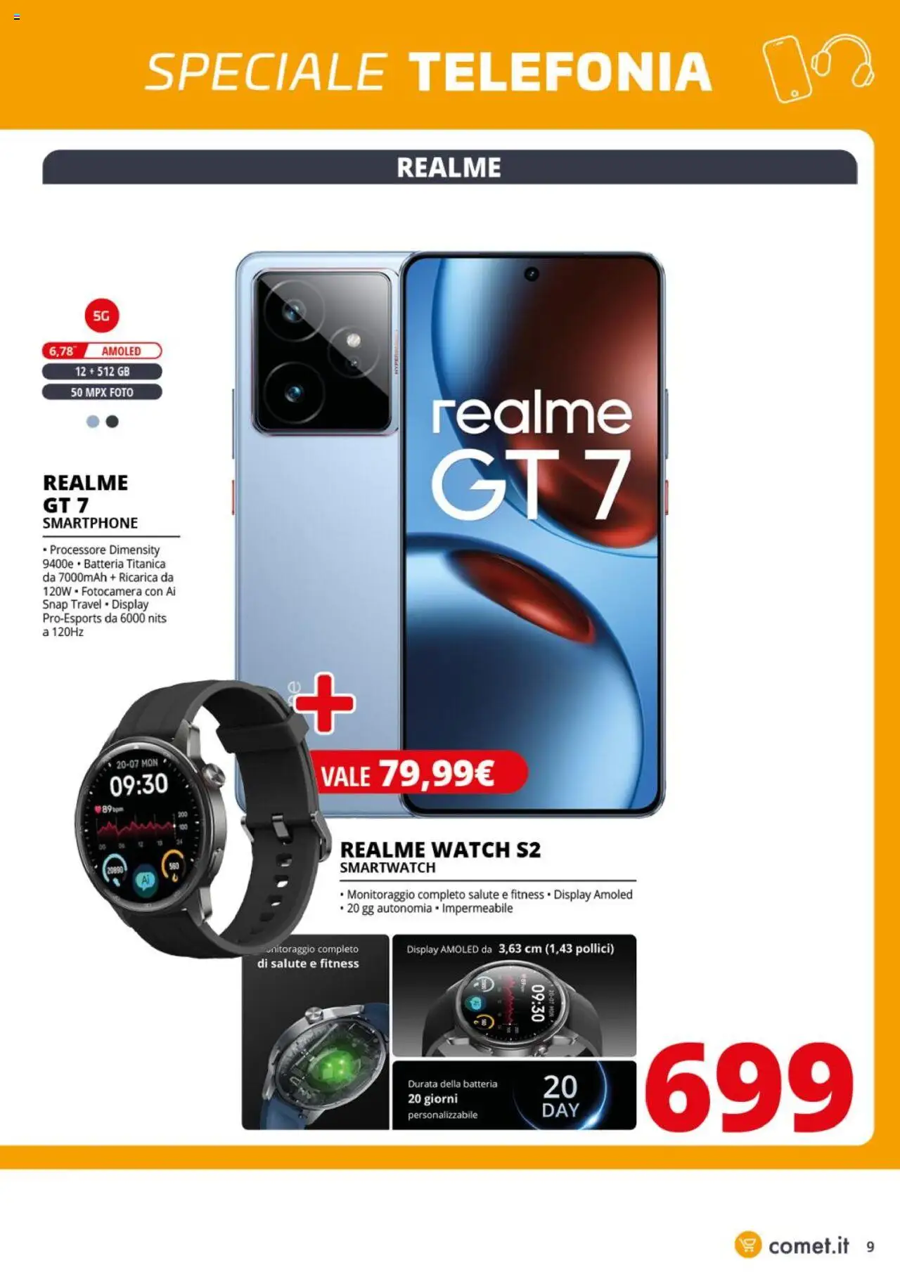 Volantino Comet del 05.08.2025 | Pagina: 9 | Prodotti: Smartphone, Smartwatch, Batteria