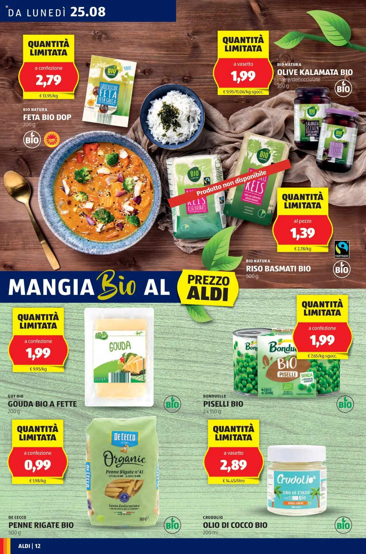 Volantino Aldi del 25.08.2025 | Pagina: 12 | Prodotti: Olio, Olive, Pasta, Feta
