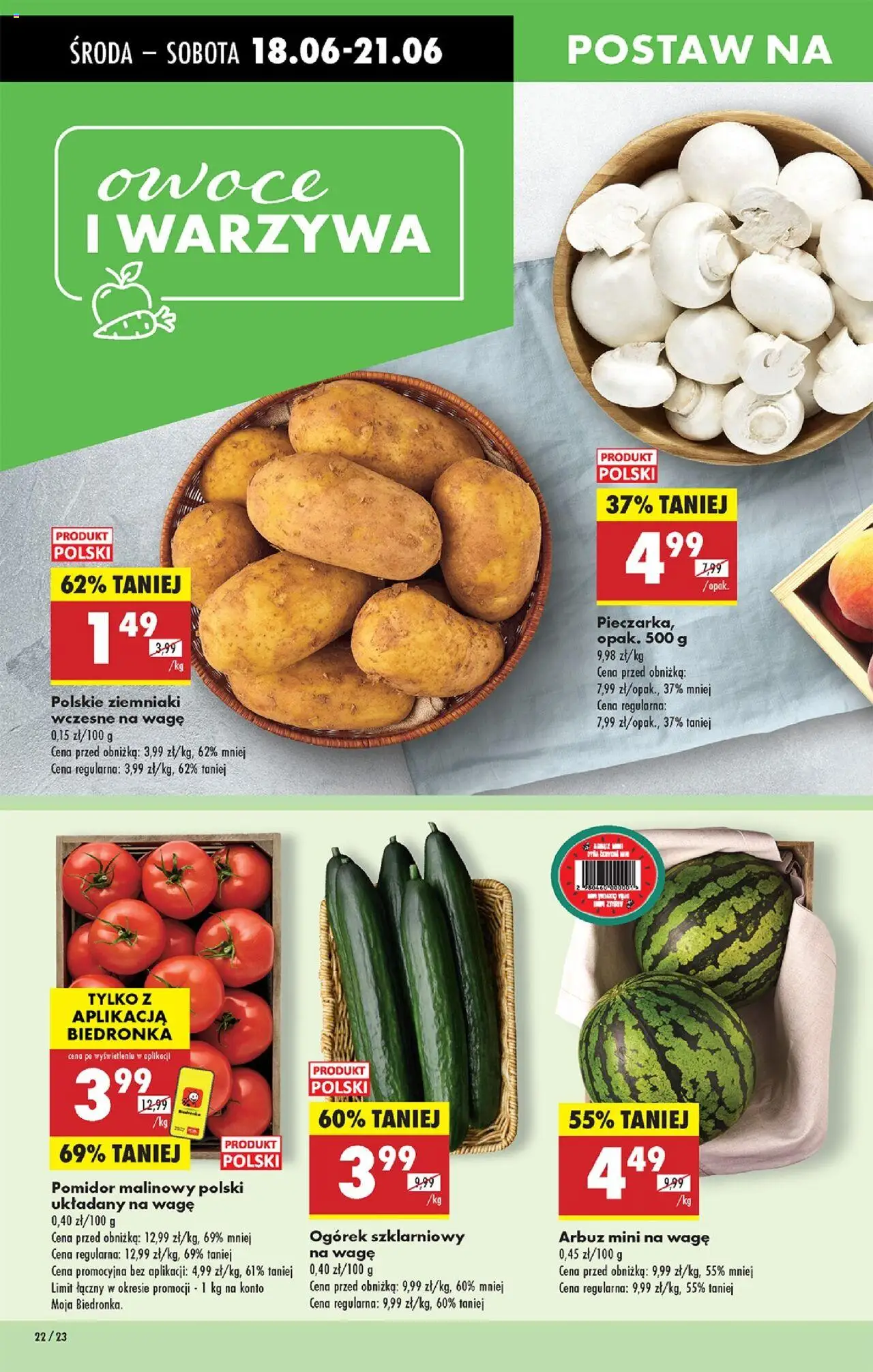 Biedronka gazetka - Oferta W tym tygodniu od 18.06.2025 | Strona: 24 | Produkty: Arbuz, Ogórek szklarniowy, Warzywa, Owoce