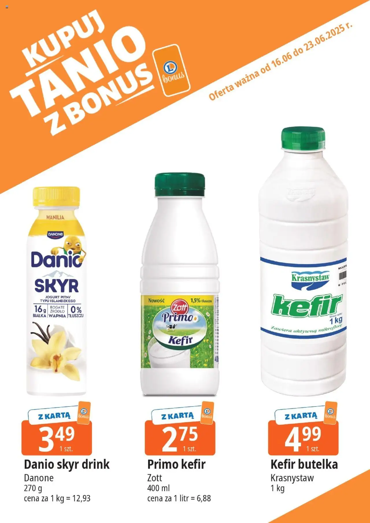 E.Leclerc Gazetka - Kupony dodatkowe od 16.06.2025 | Strona: 10 | Produkty: Karta, Kefir, Jogurt, Skyr