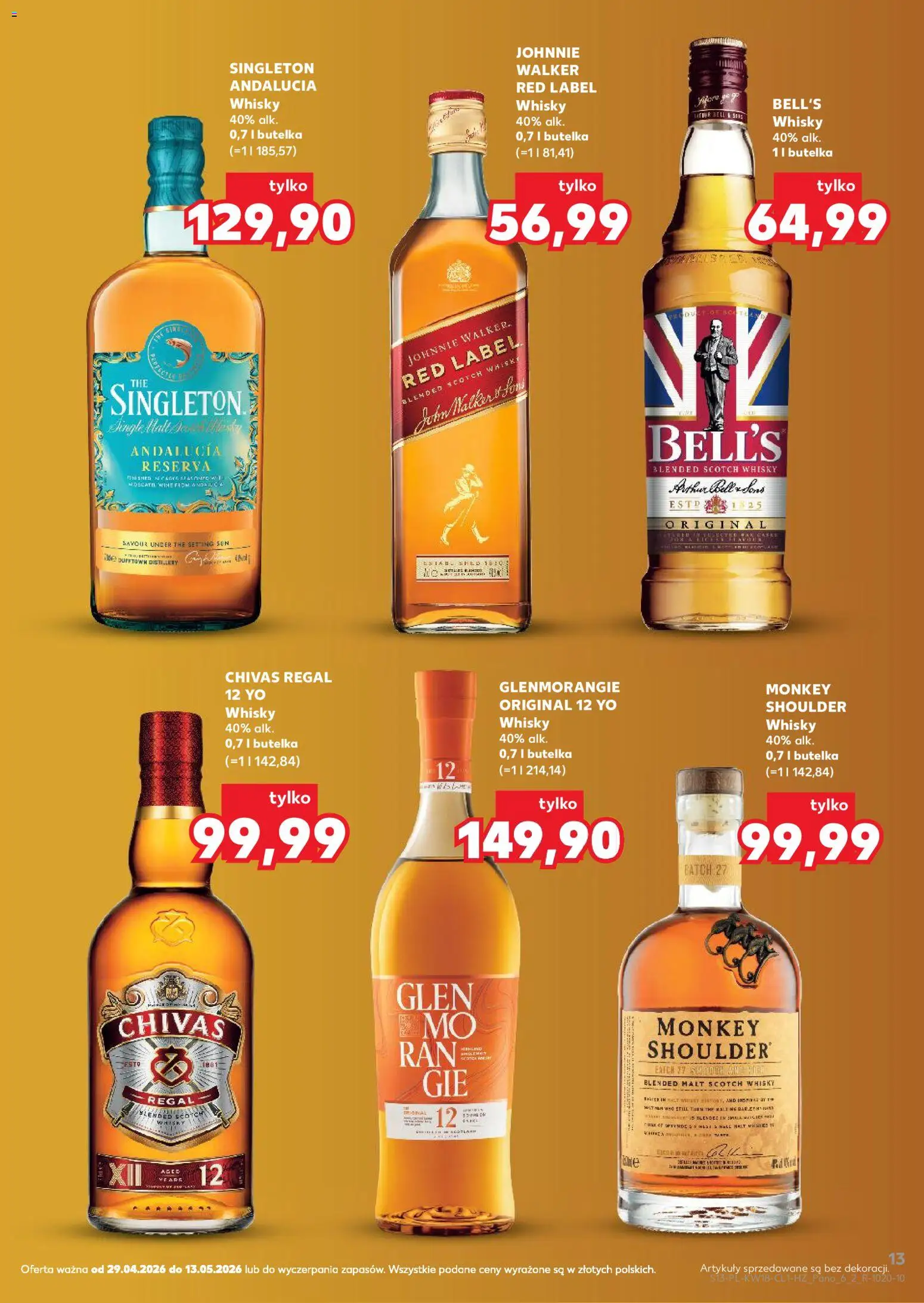 Kaufland Polsko leták - Barek od 29.04.2026 | Strana: 13 | Produkty: Chivas, Chivas Regal, Red Label, Regál