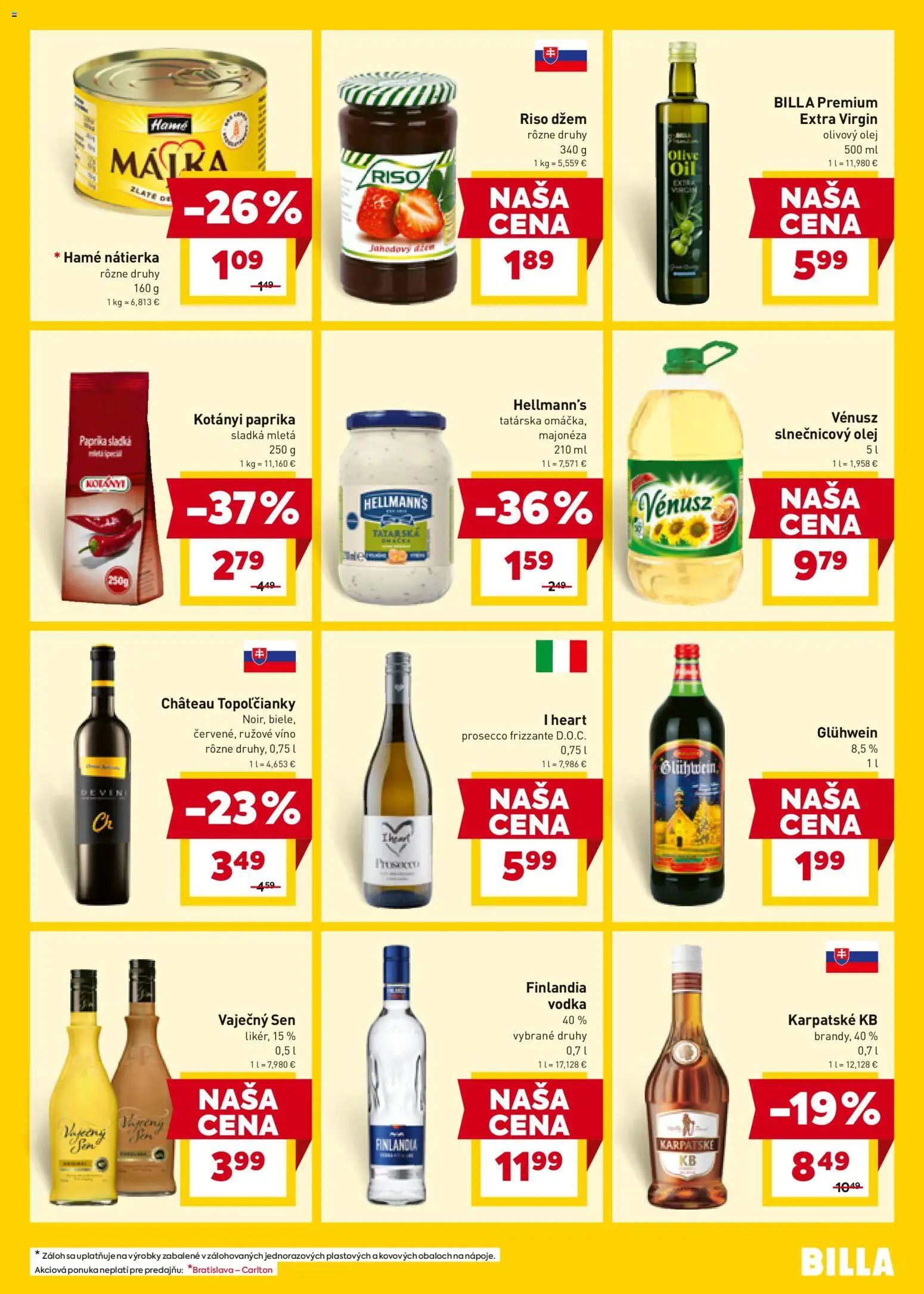 Nové Billa akcie – leták je platný od 17.12.2025 | Strana: 19 | Produkty: Paprika, Víno, Slnečnicový olej, Vodka