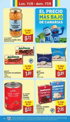 Aldi folleto Canarias │ válido desde el 11.08.2025 | Página: 10 | Productos: Leche, Chocolate, Peso, Φρυγανιές σικάλεως