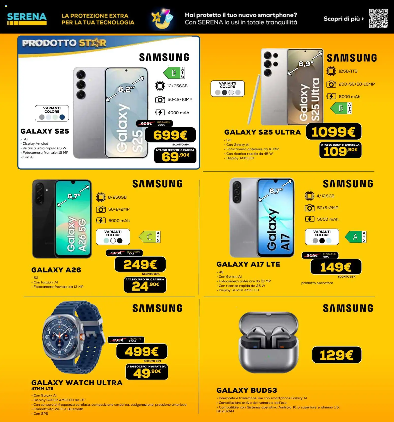 Volantino Euronics del 26.11.2025 | Pagina: 45 | Prodotti: Smartphone, Fotocamera, Samsung