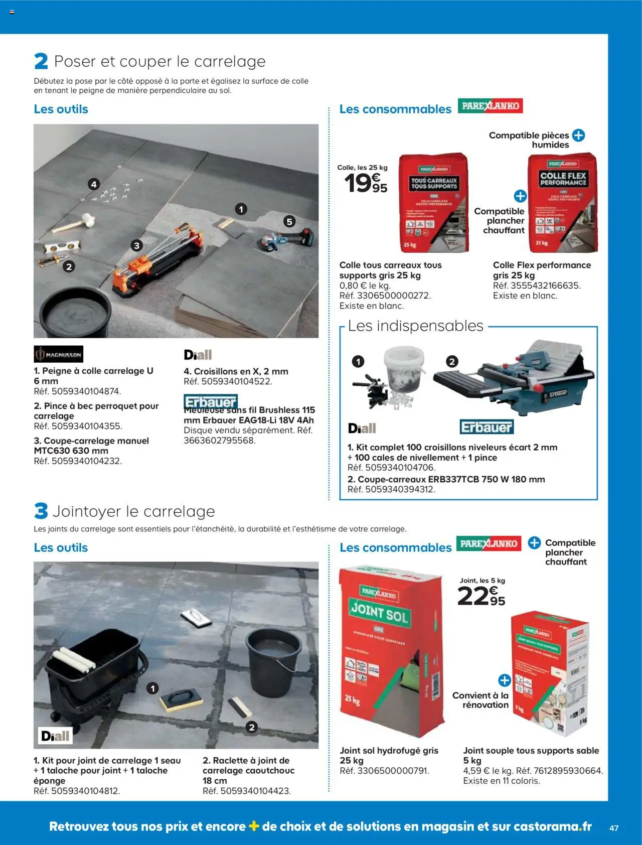 {H1} | Page: 47 | Produits: Meuleuse, Eponge, Raclette, Colle