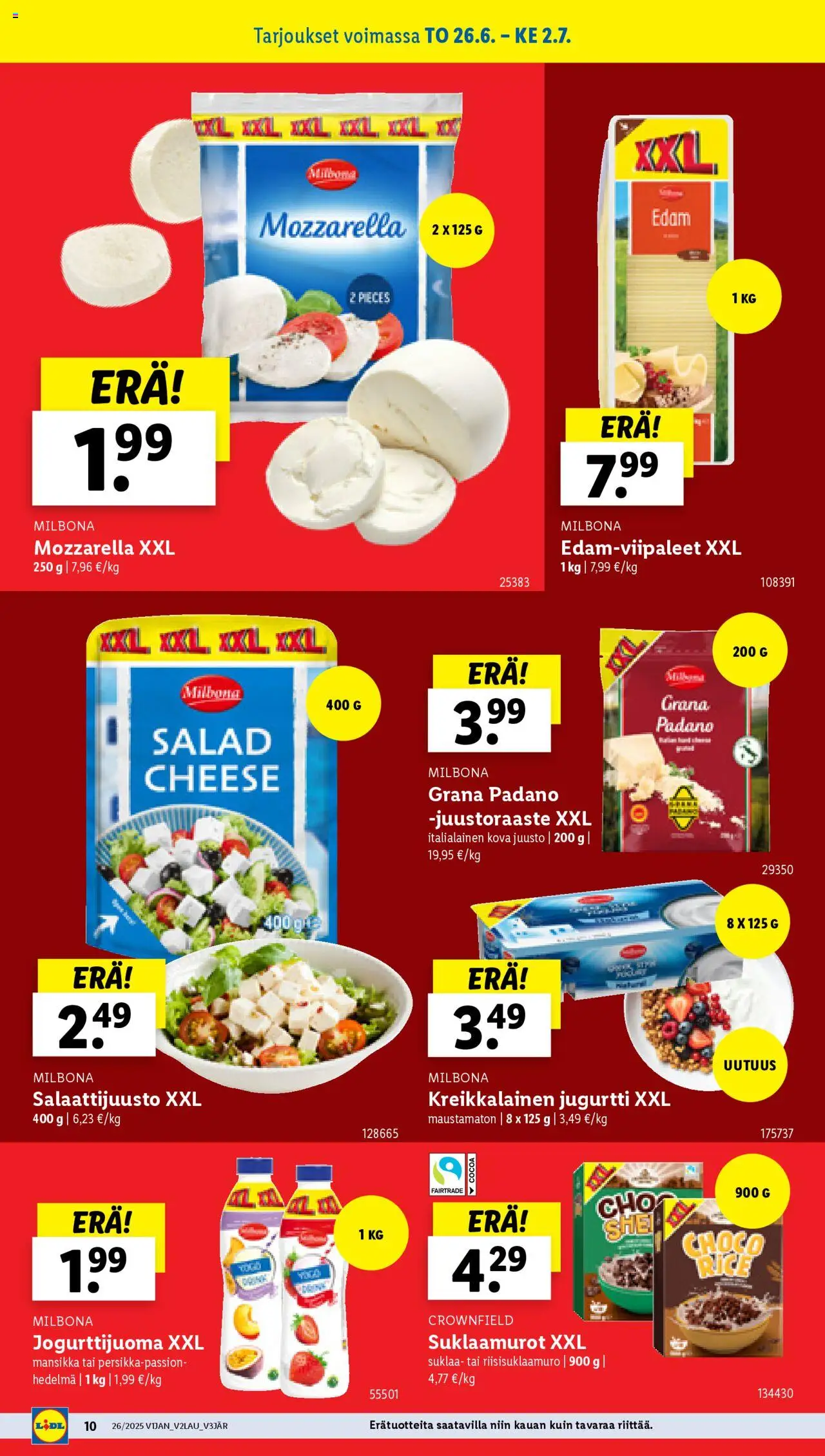  | Sivu: 12 | Tuotteet: Mozzarella, Juusto, Suklaa, Kreikkalainen jugurtti