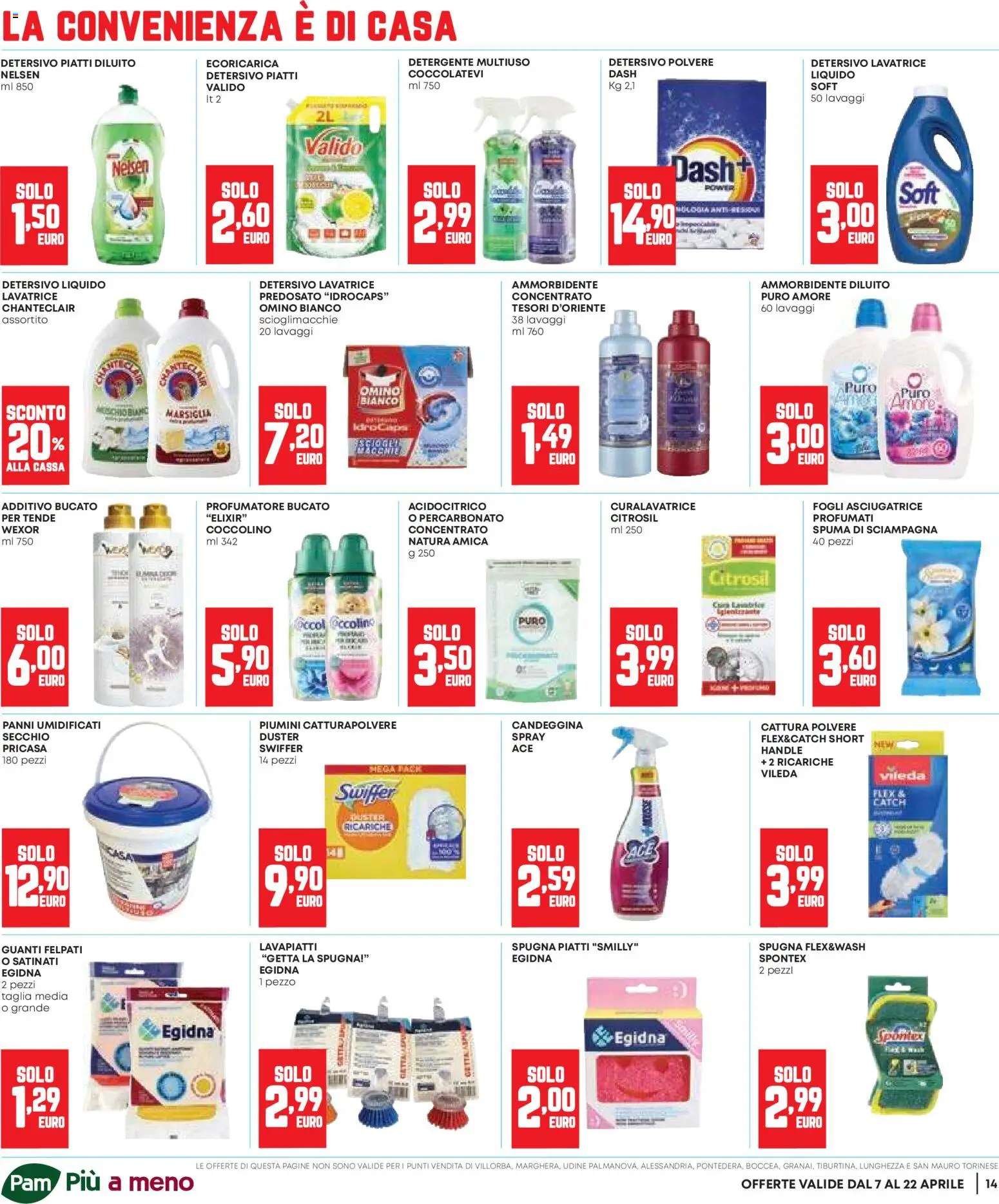 Volantino Panorama del 07.04.2026 | Pagina: 14 | Prodotti: Spugna, Ammorbidente, Detergente, Secchio