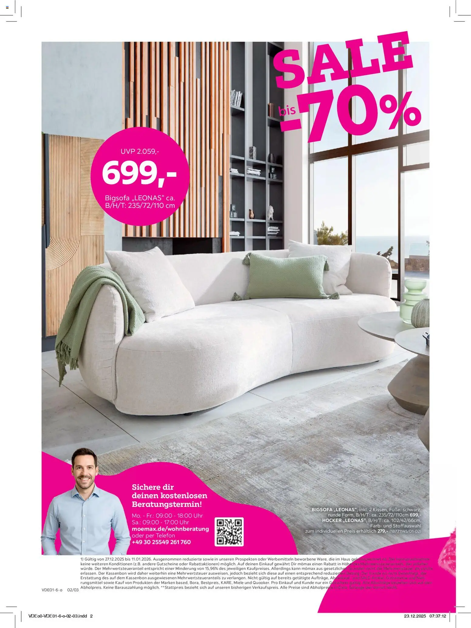 Mömax Prospekt 	 – gültig ab 27.12.2025 | Seite: 2 | Produkte: Bigsofa, Hocker, Telefon, Uhr
