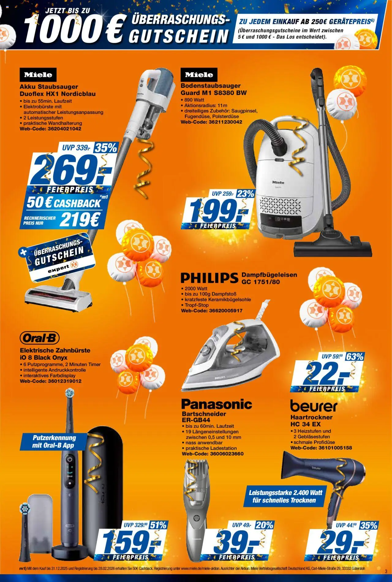 Expert Prospekt 	 – gültig ab 17.10.2025 | Seite: 3 | Produkte: Philips, Staubsauger, Haartrockner, Elektrische zahnbürste