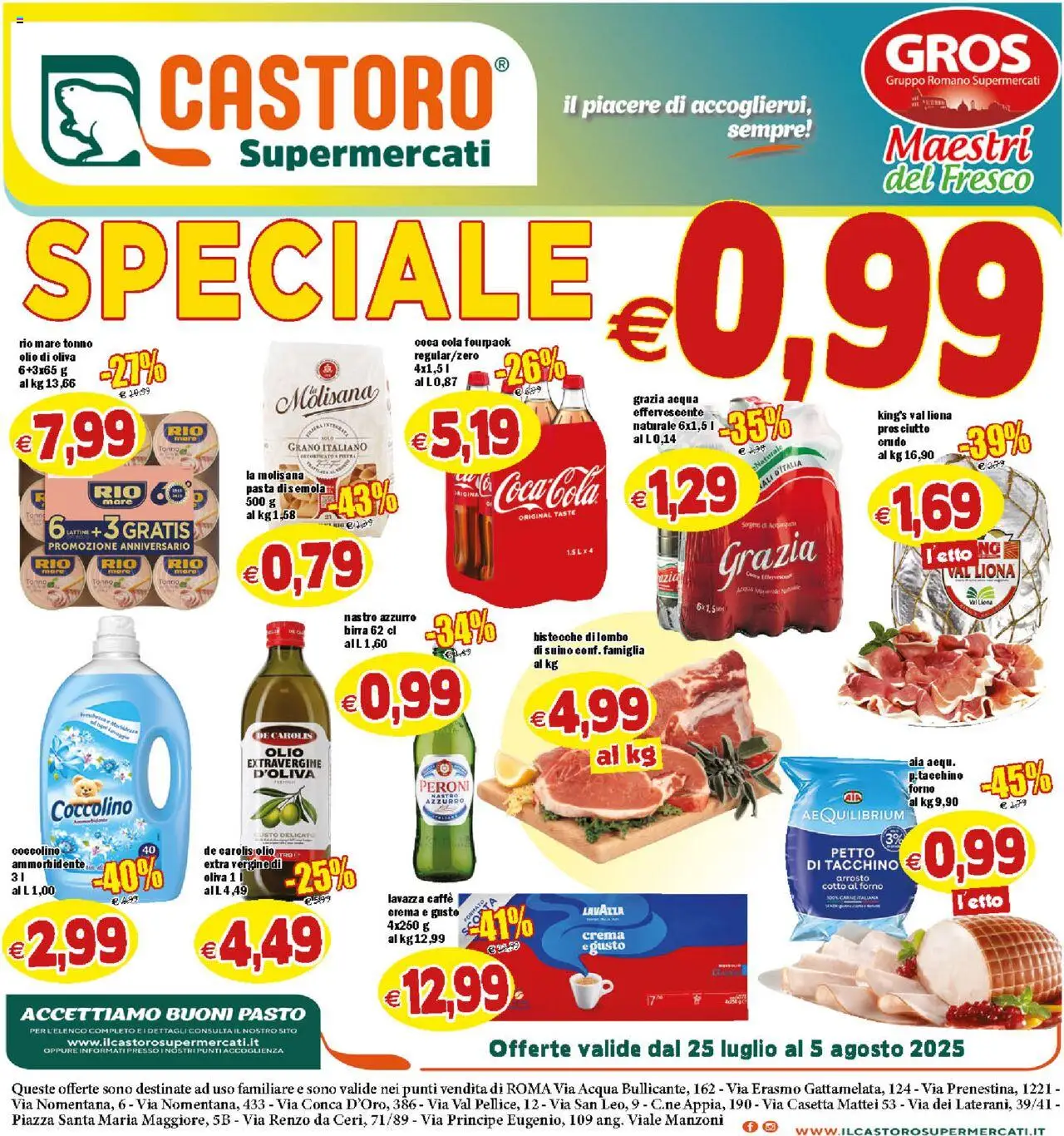 Volantino Il Castoro del 25.07.2025 | Pagina: 1 | Prodotti: Crema, Olio, Tonno, Olio extra vergine