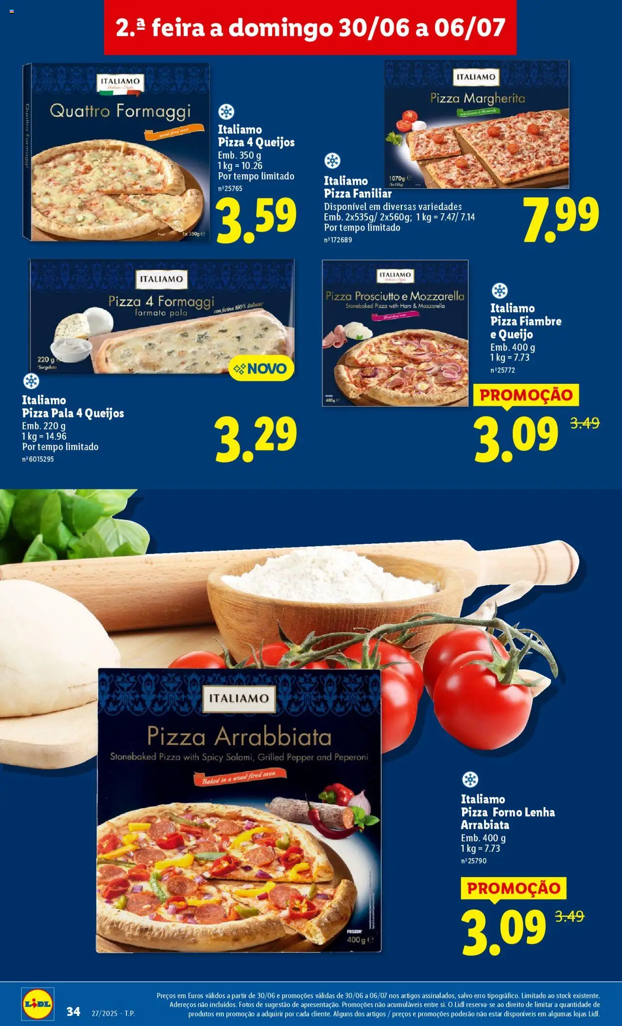 Lidl folheto │ válido de 30.06.2025 | Página: 34 | Produtos: Forno, Queijo, Pizza