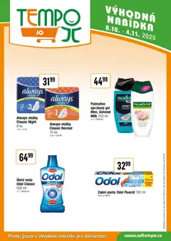Náhled letáku Tempo leták - JO od 08.10.2025 | Strana: 8 | Produkty: Zubní pasta, Voda, Vložky, Always vložky