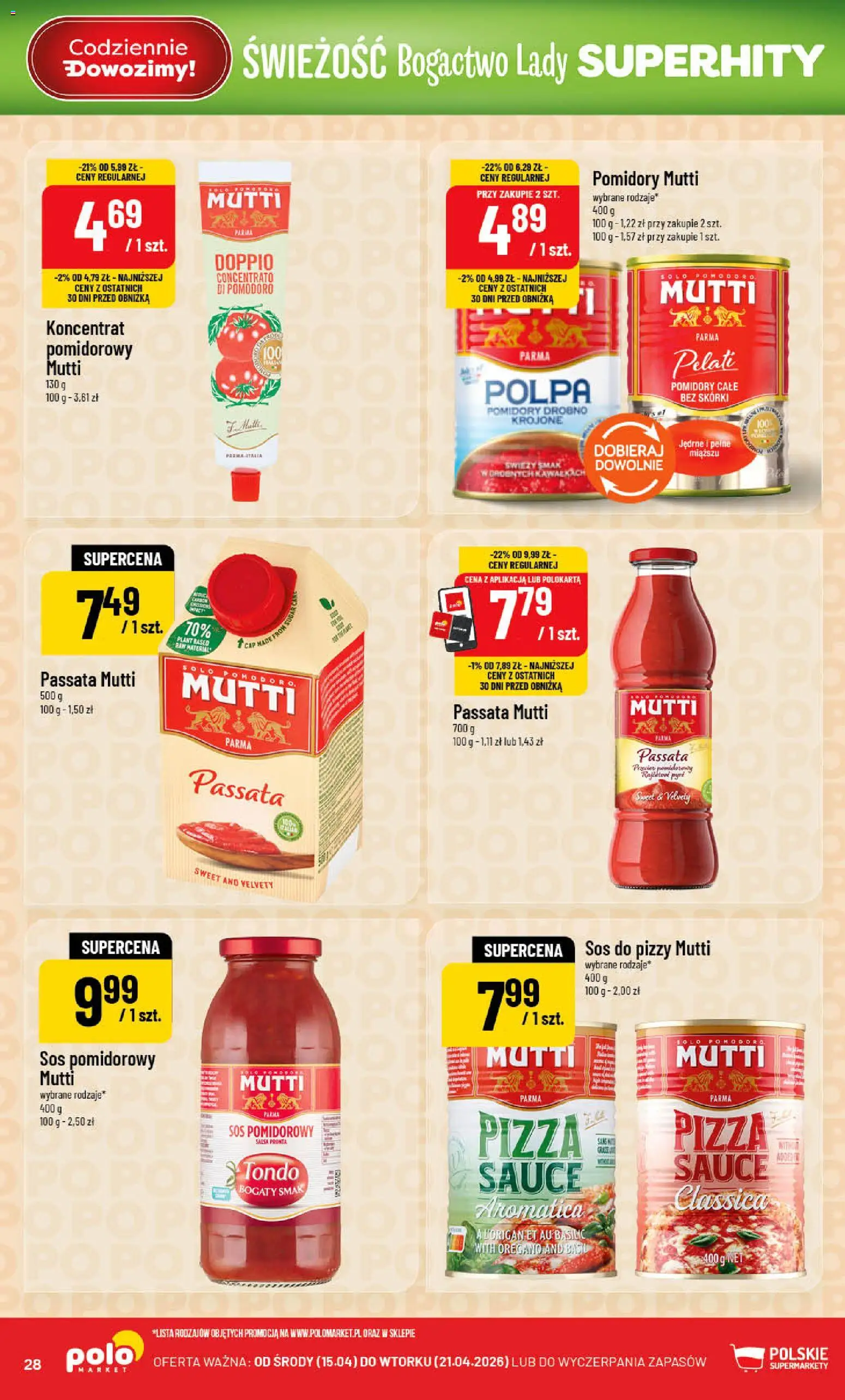 POLOmarket gazetka od 15.04.2026 | Strona: 28 | Produkty: Oregano, Sos do pizzy, Pizza, Sos