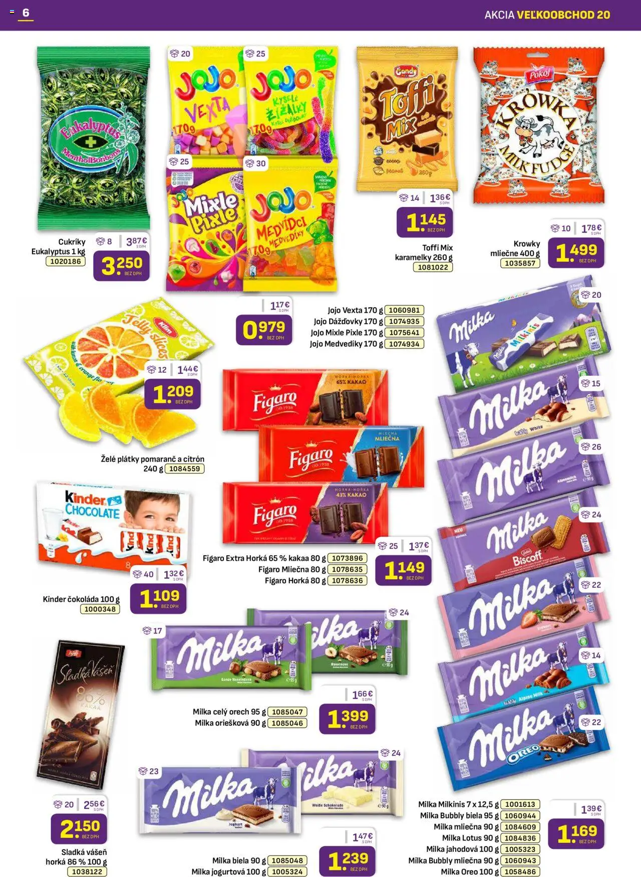 Nové Libex akcie – leták je platný od 06.10.2025 | Strana: 6 | Produkty: Kinder, Čokoláda, Cukríky, Milka