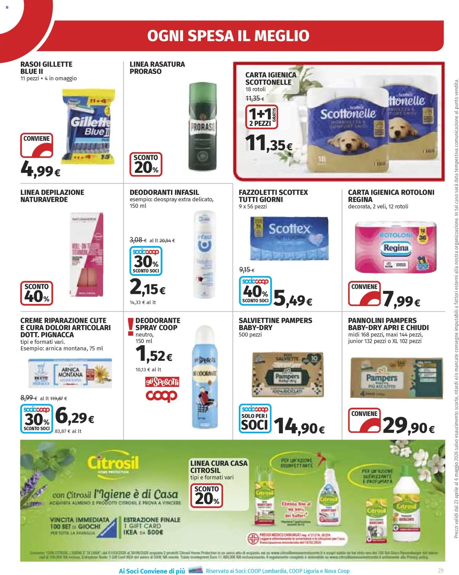Volantino Ipercoop del 23.04.2026 | Pagina: 29 | Prodotti: Pannolini, Deodorante, Fazzoletti, Pampers
